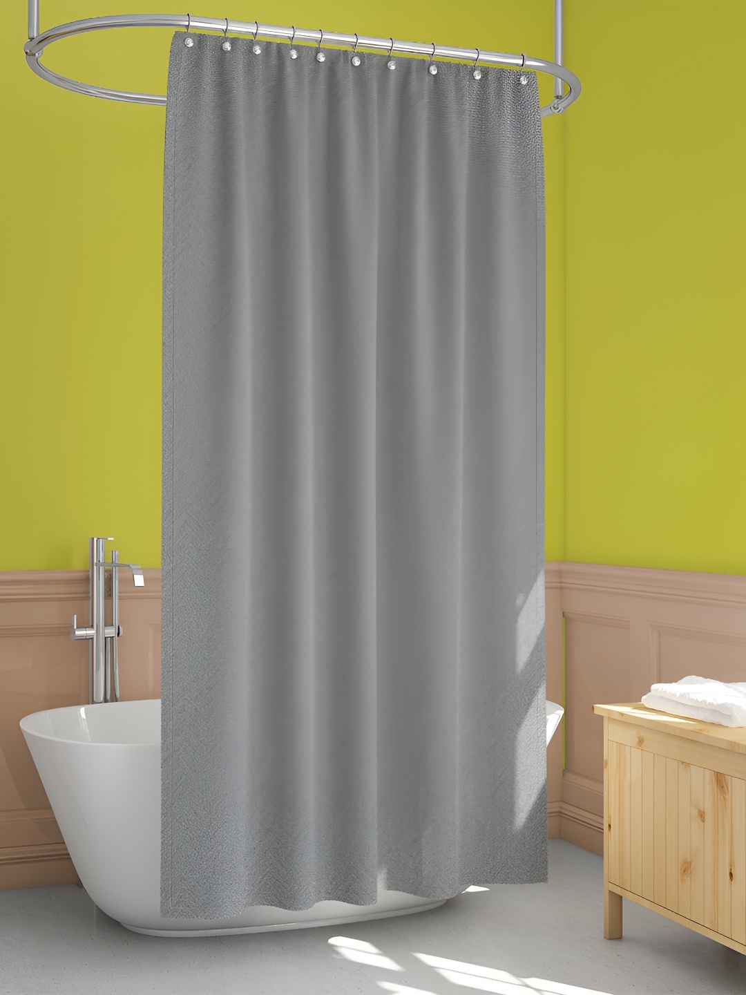 

ArtzFolio Grey & Black Printed Waterproof Shower Curtain