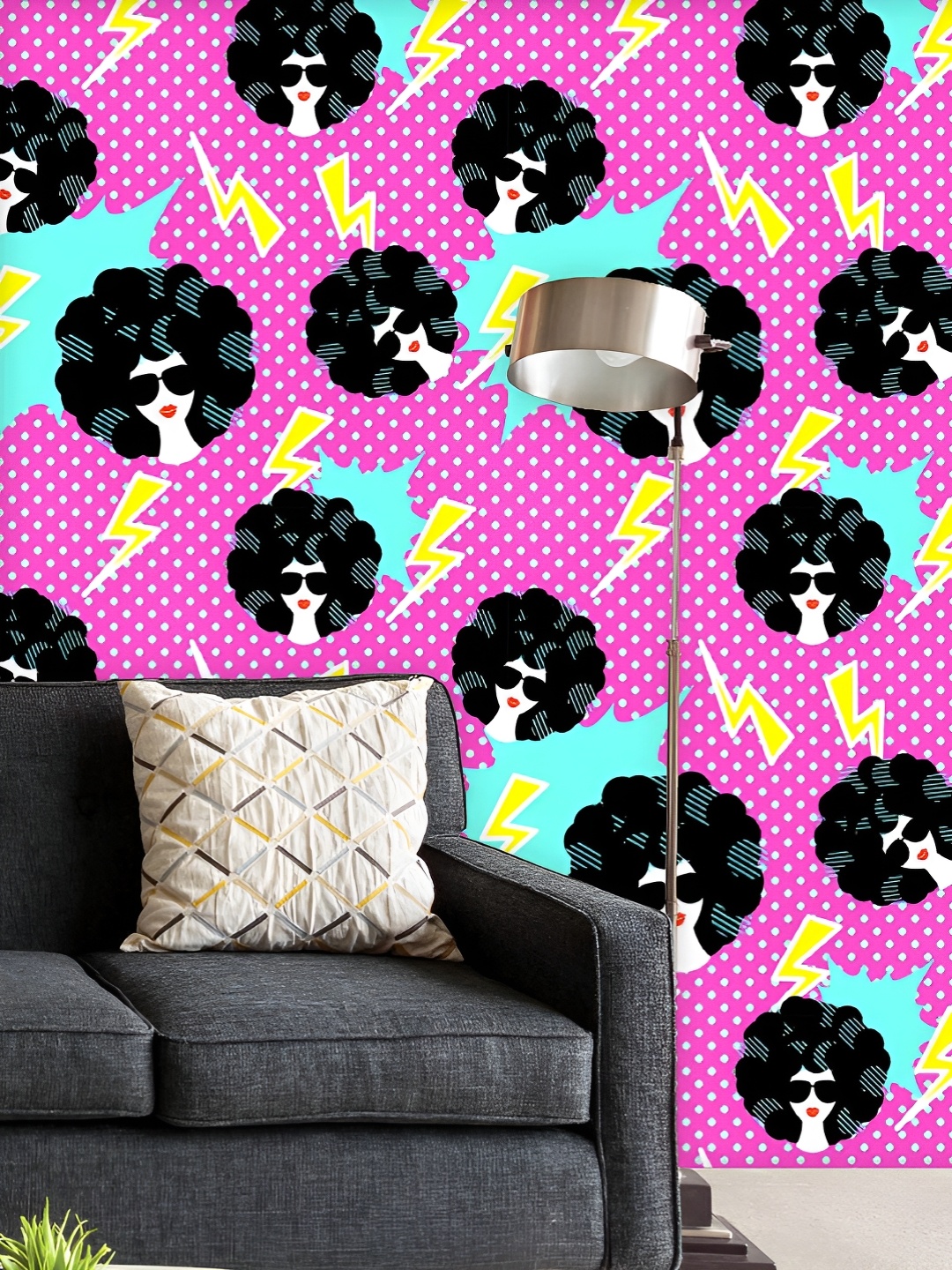 

ArtzFolio Printed UV-Resistant Anti-Bacterial Retro Disco Pattern Peel & Stick Wallpaper, Multi