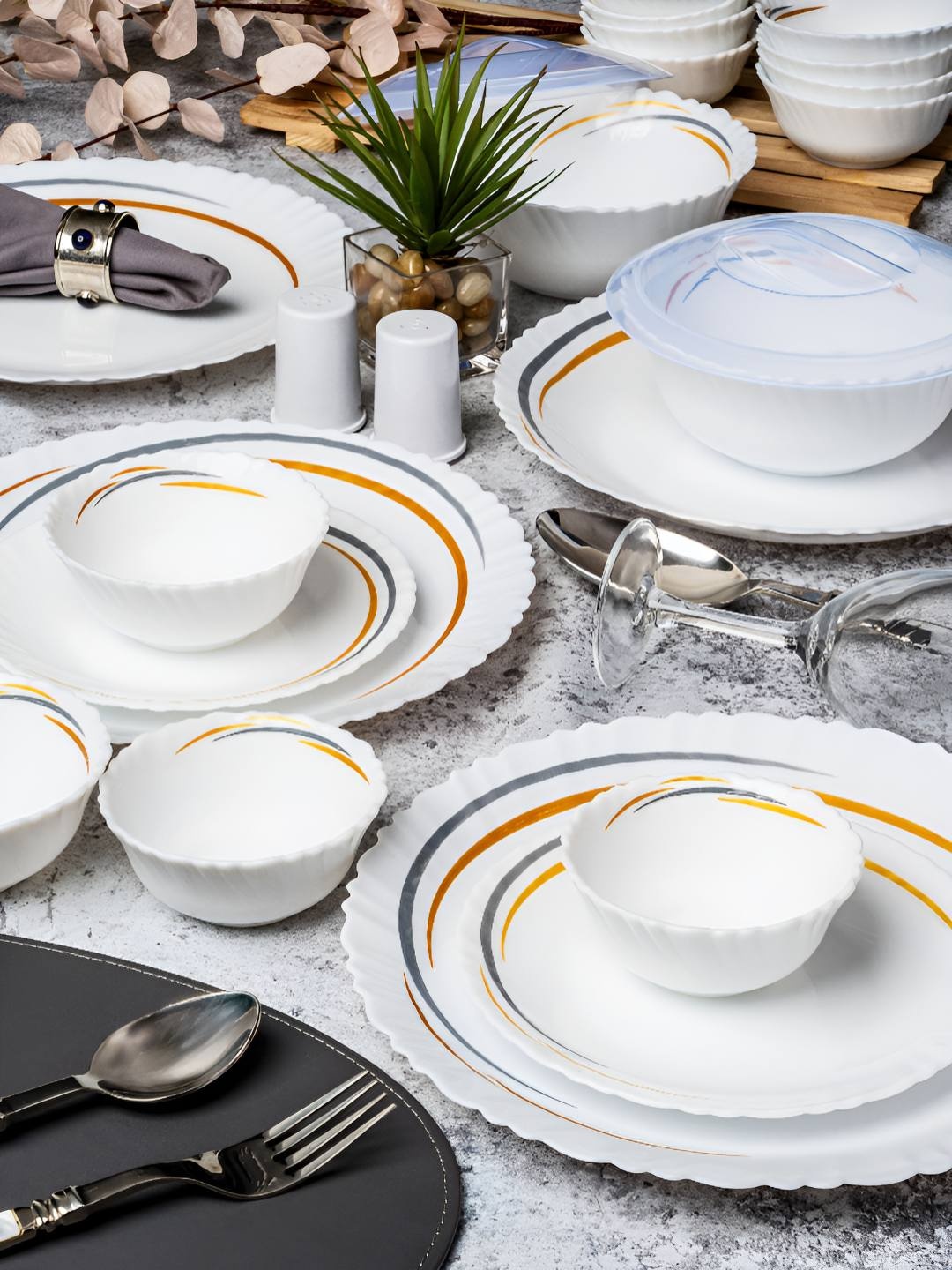 

Cello White 31 Pieces Opalware Dishwasher and Microwave Safe Dinner Set