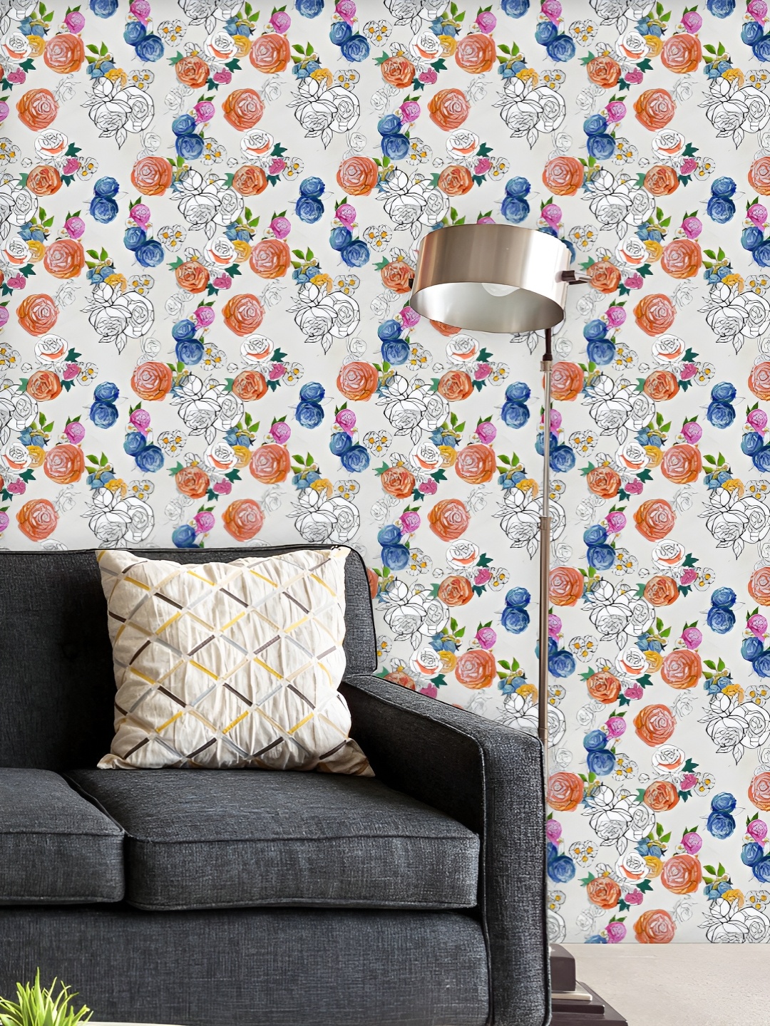 

ArtzFolio Printed UV-Resistant Anti-Bacterial Colorful Flowers Peel & Stick Wallpaper, Multi