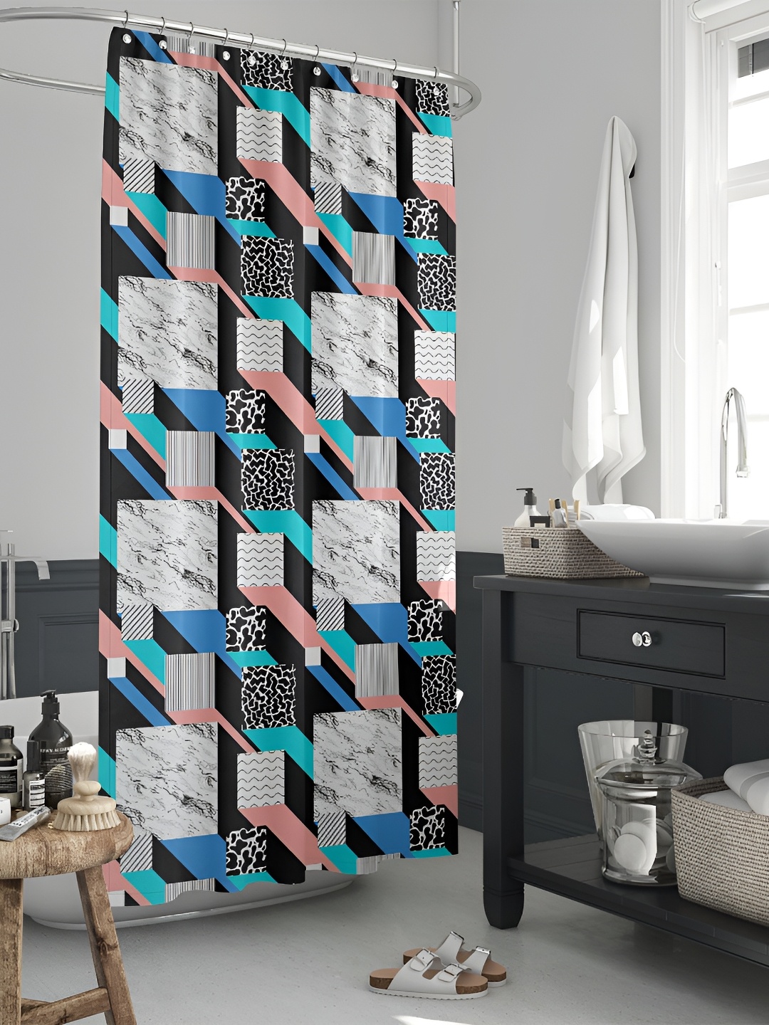 

ArtzFolio Single Piece Waterproof Polyester Shower Curtain, Multi