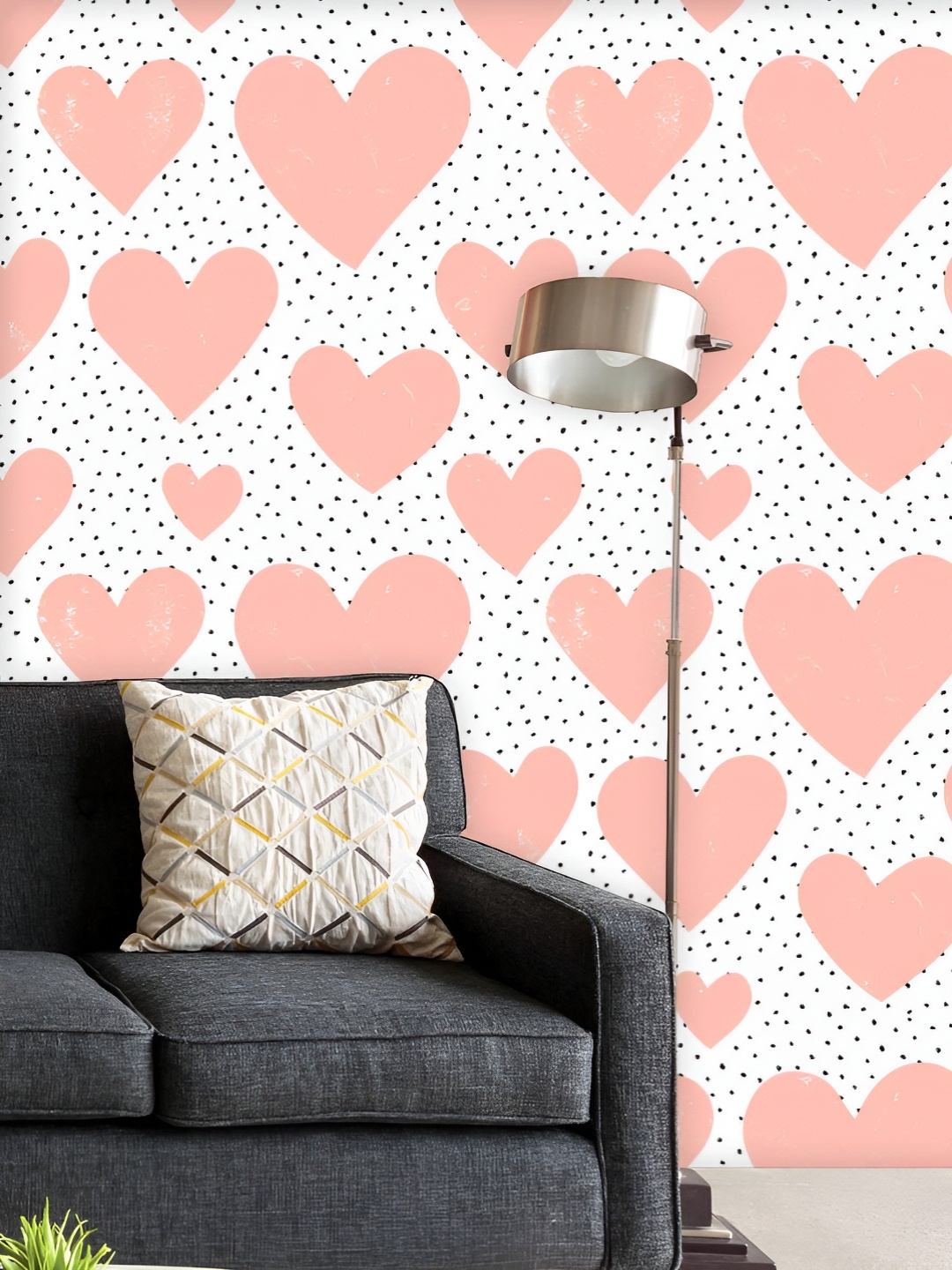 

ArtzFolio Printed UV-Resistant Anti-Bacterial Abstract Hearts Dots Peel & Stick Wallpaper, Multi