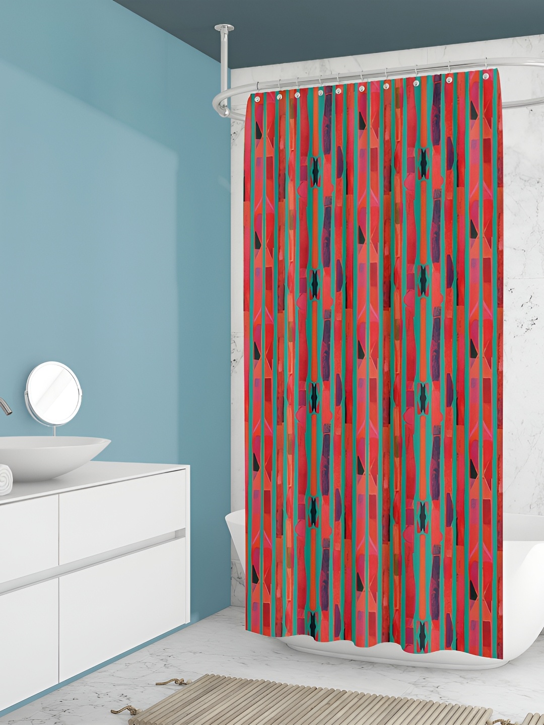 

ArtzFolio Red & Green Printed Waterproof Shower Curtain