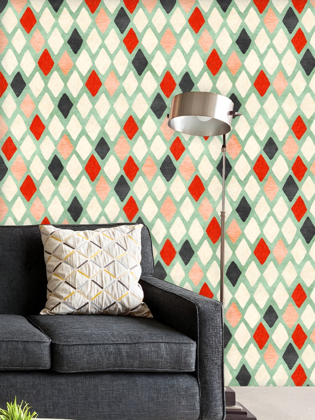 

ArtzFolio Printed UV-Resistant Anti-Bacterial Colorful Harlequin Peel & Stick Wallpaper, Multi