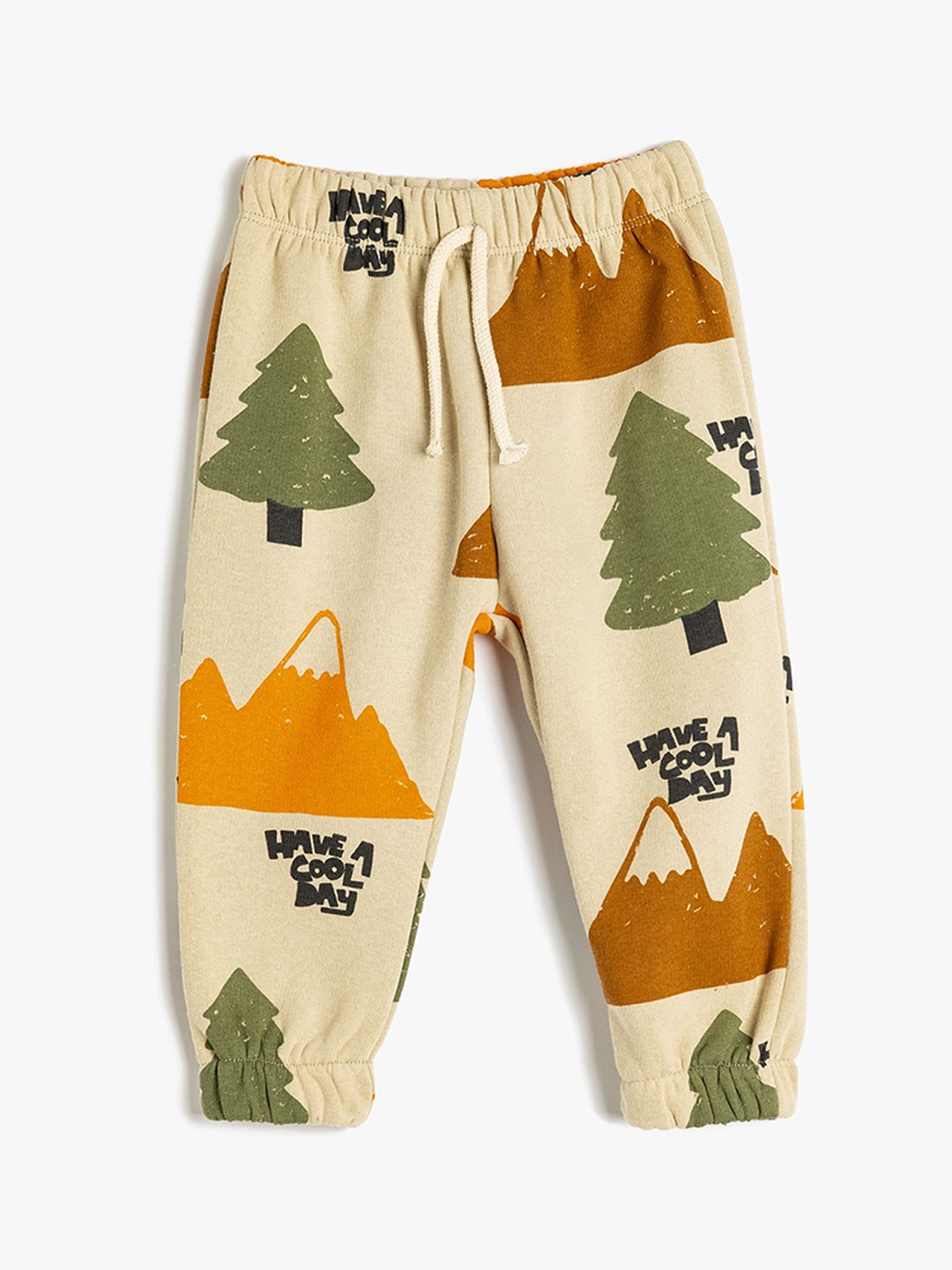 

Koton Infant Boys Conversational Printed Mid-Rise Joggers, Beige