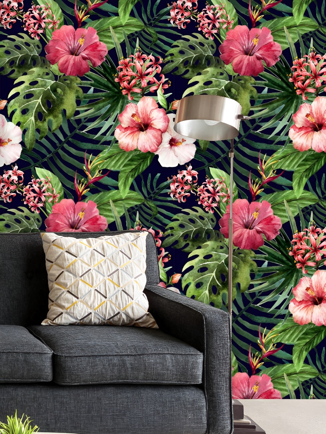 

ArtzFolio Printed UV-Resistant Anti-Bacterial Exotic Nature Leaves Flowers Peel & Stick Wallpaper, Multi