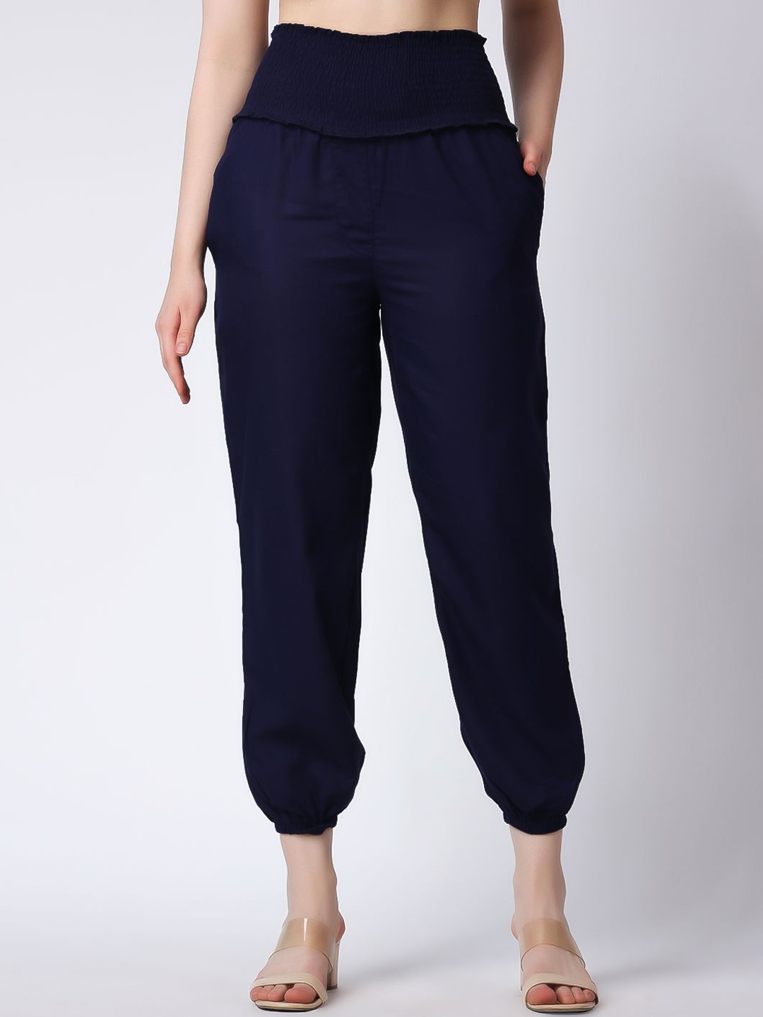 

Moms Maternity Women Relaxed Straight Leg High-Rise Easy Wash Maternity Trousers, Navy blue