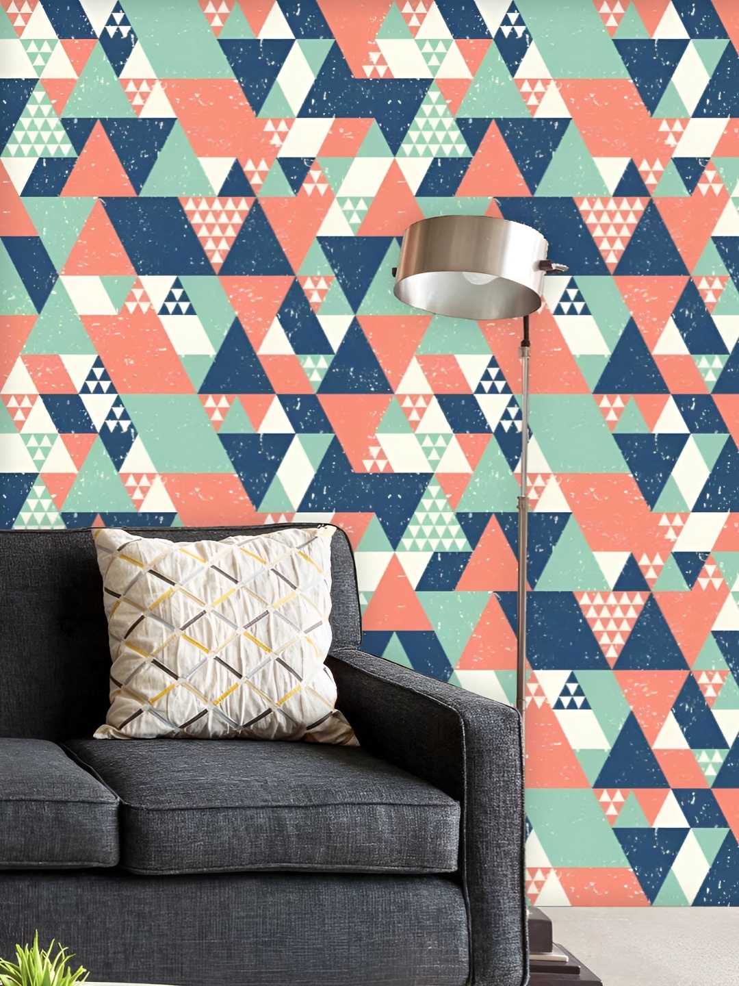 

ArtzFolio Printed UV-Resistant Anti-Bacterial Colorful Triangles Peel & Stick Wallpaper, Multi