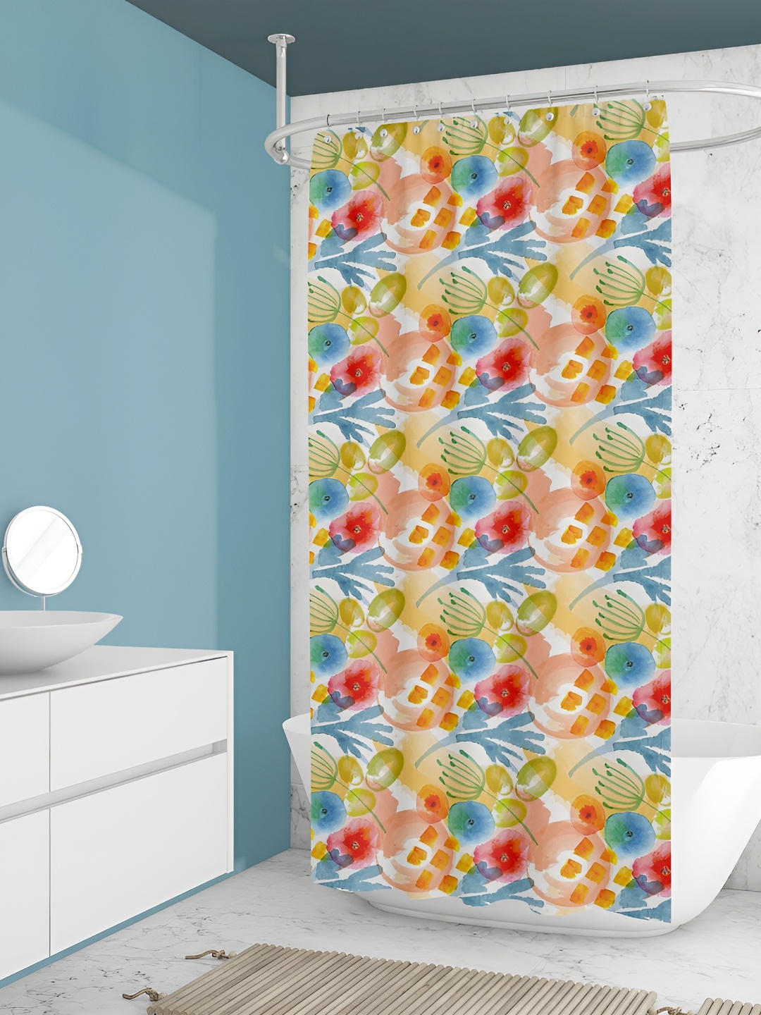 

ArtzFolio Blue & Yellow Printed Waterproof Shower Curtain