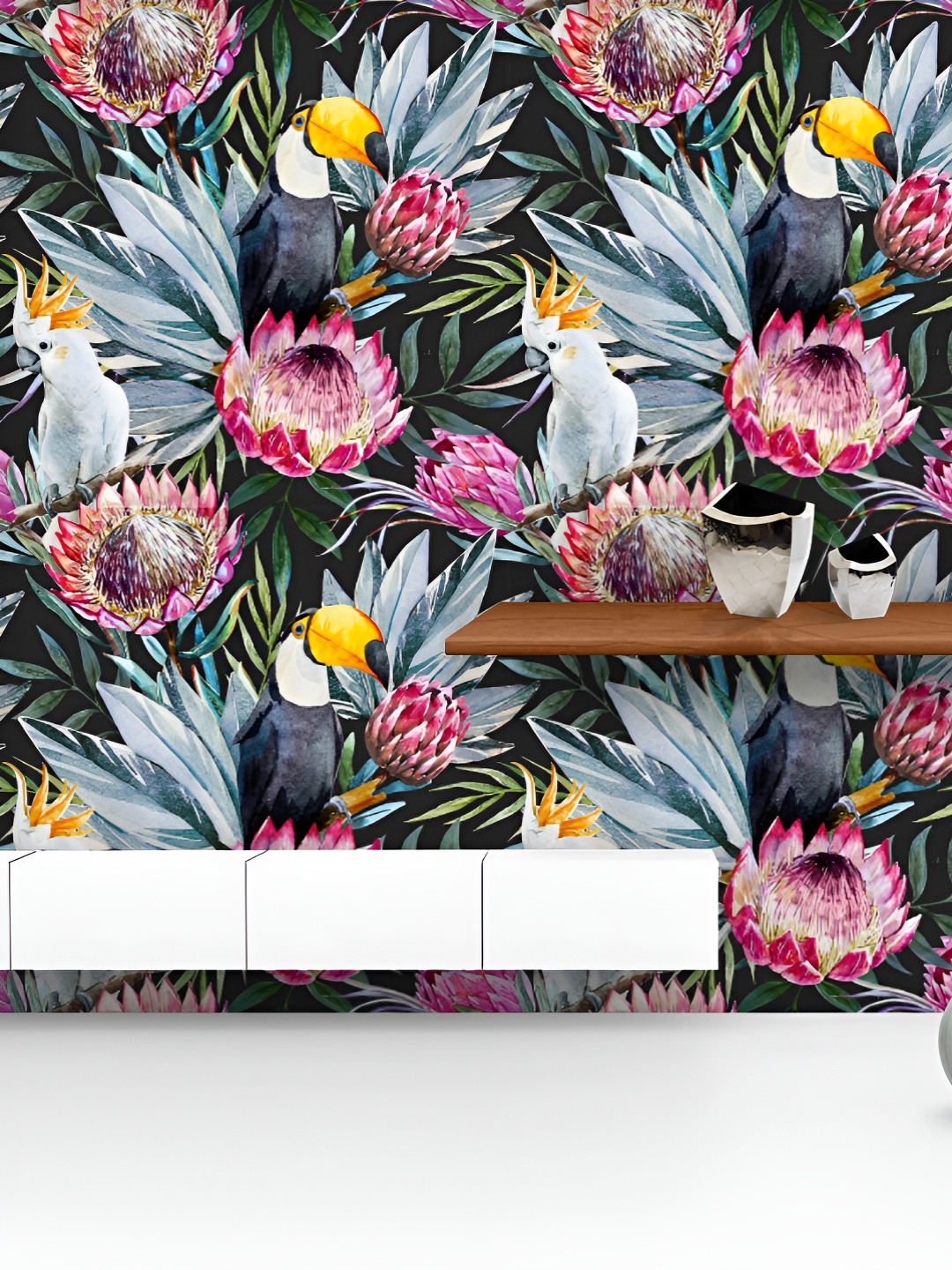 

ArtzFolio Printed UV-Resistant Anti-Bacterial Watercolor Tropical Protea Flowers Peel & Stick Wallpaper, Multi