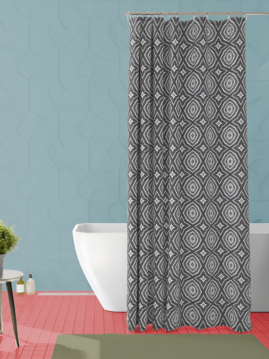 

ArtzFolio Grey & White Printed Waterproof Shower Curtain