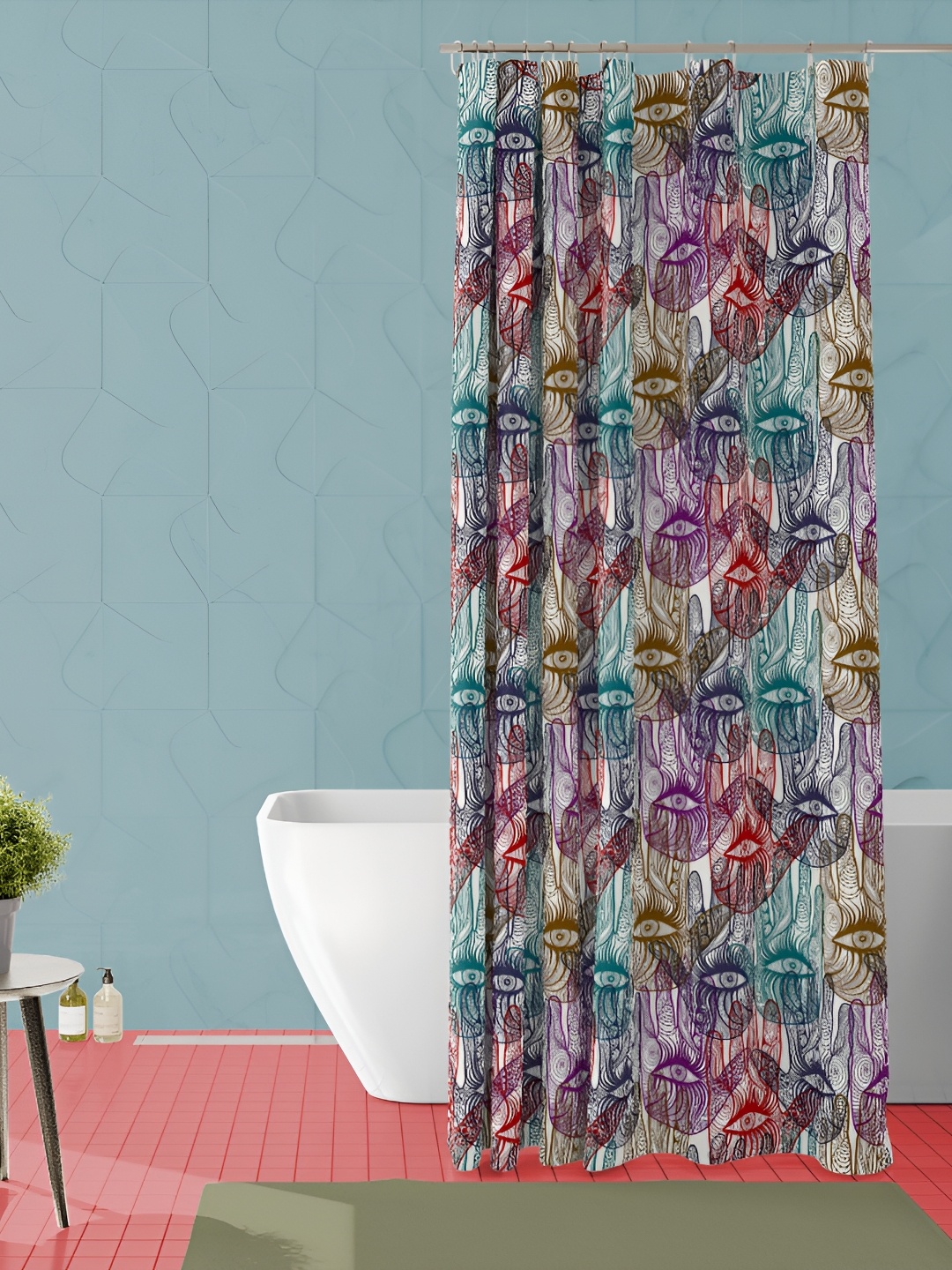 

ArtzFolio White & Red Printed Waterproof Shower Curtains