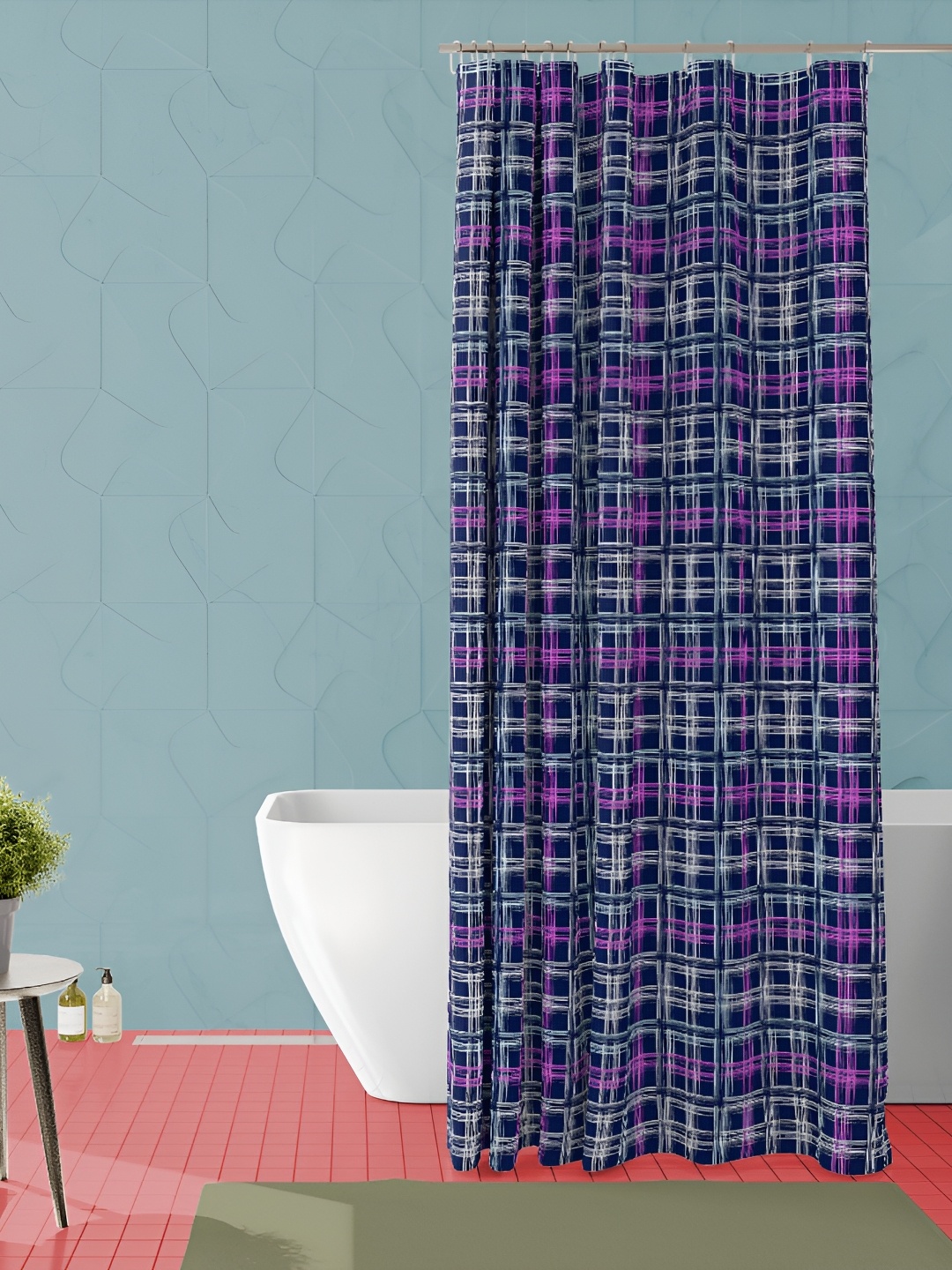 

ArtzFolio Navy Blue & Purple Printed Waterproof Shower Curtain