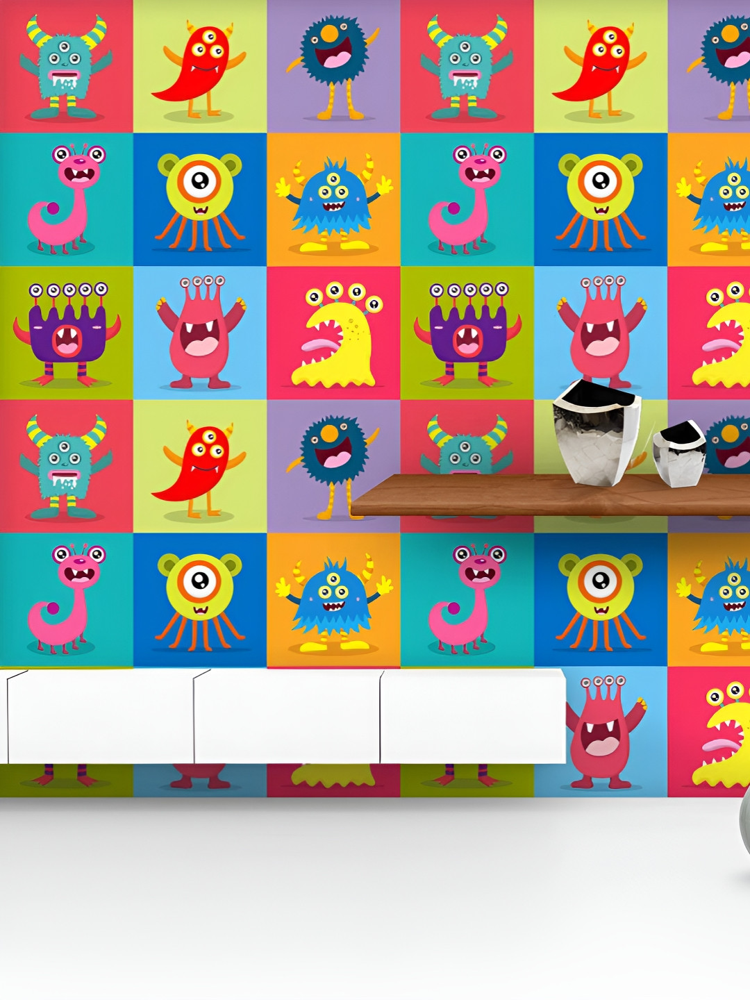 

ArtzFolio Printed UV-Resistant Anti-Bacterial Kids Monster Peel & Stick Wallpaper, Multi