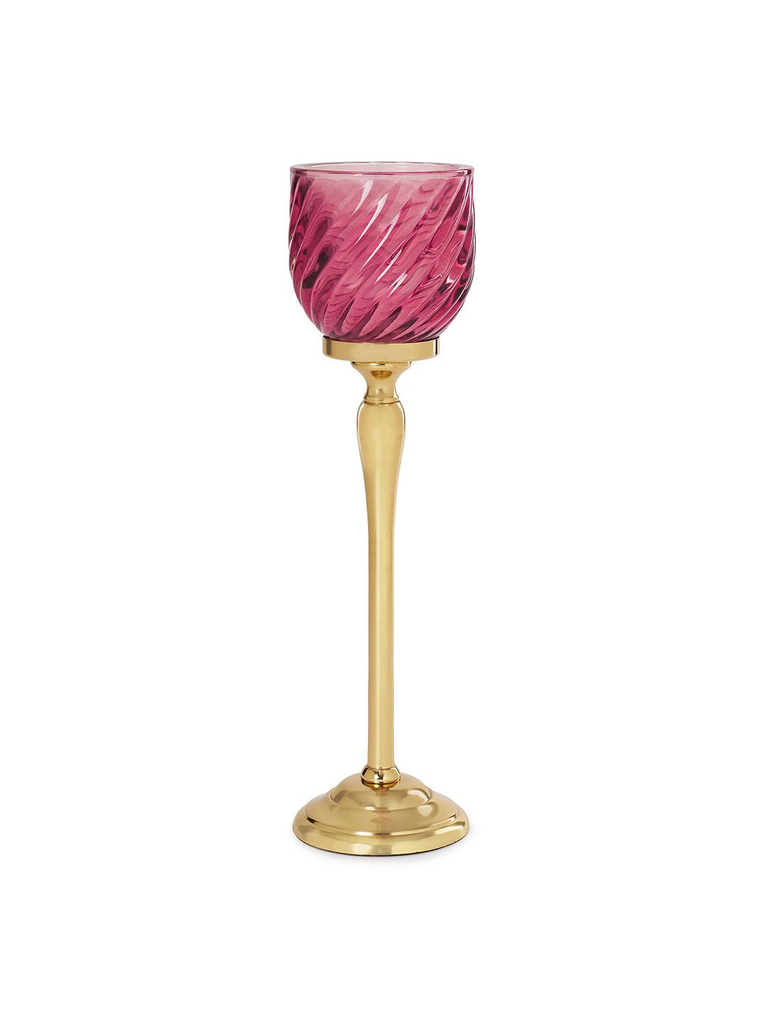 

Pure Home and Living Pink Swirl Textured Hurricane Glass Candle Holder