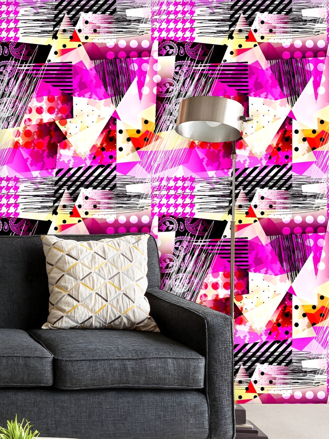 

ArtzFolio Printed UV-Resistant Anti-Bacterial Grunge Cubism Pattern Peel & Stick Wallpaper, Multi