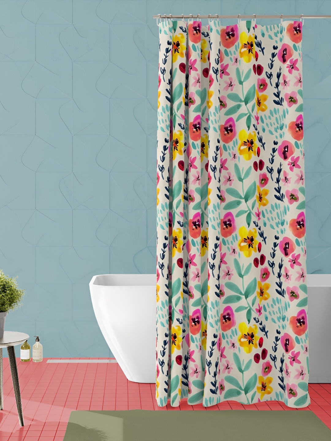 

ArtzFolio Blue & White Floral Printed Waterproof Shower Curtain