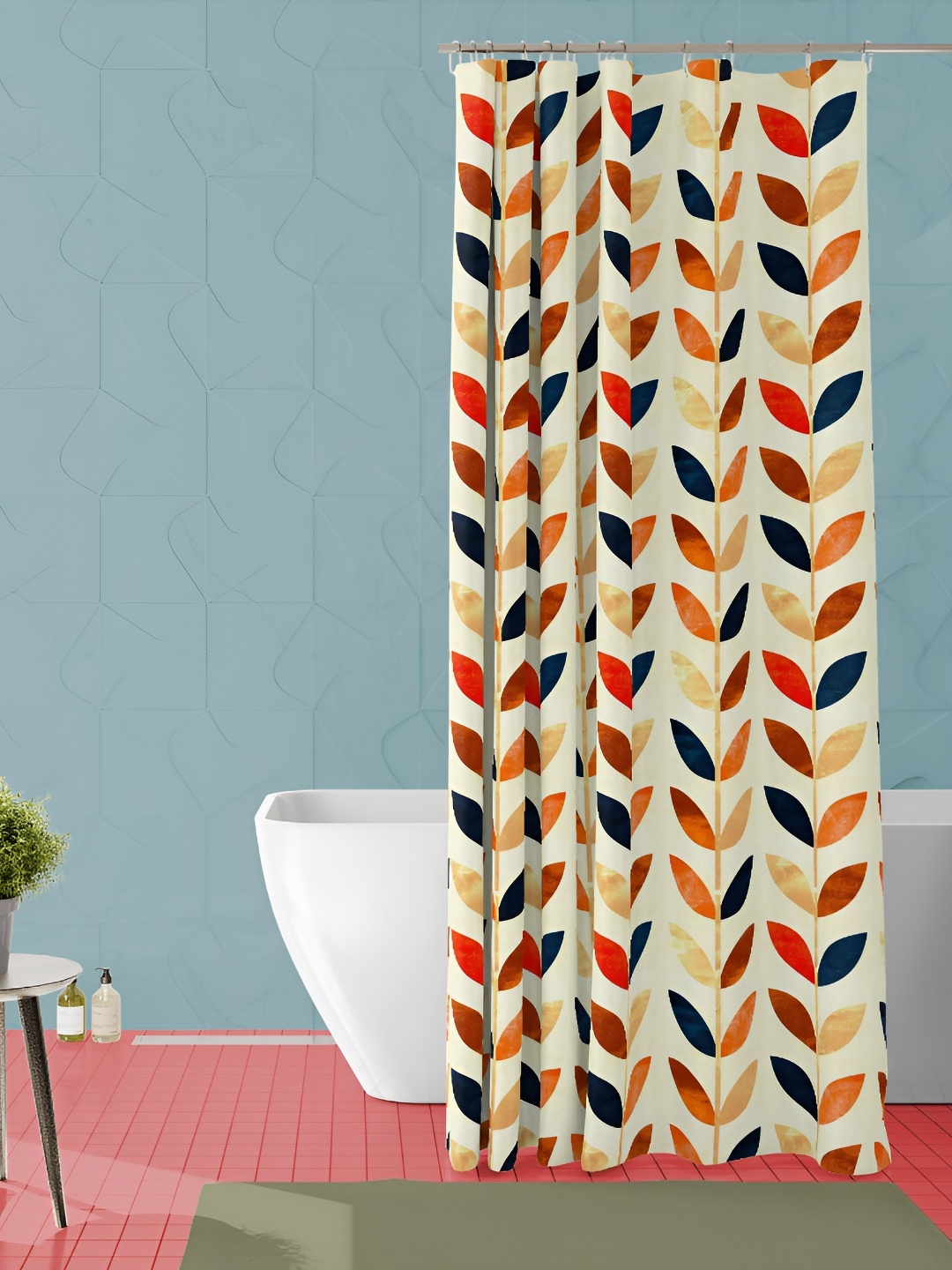 

ArtzFolio Beige & Black Printed Waterproof Shower Curtain