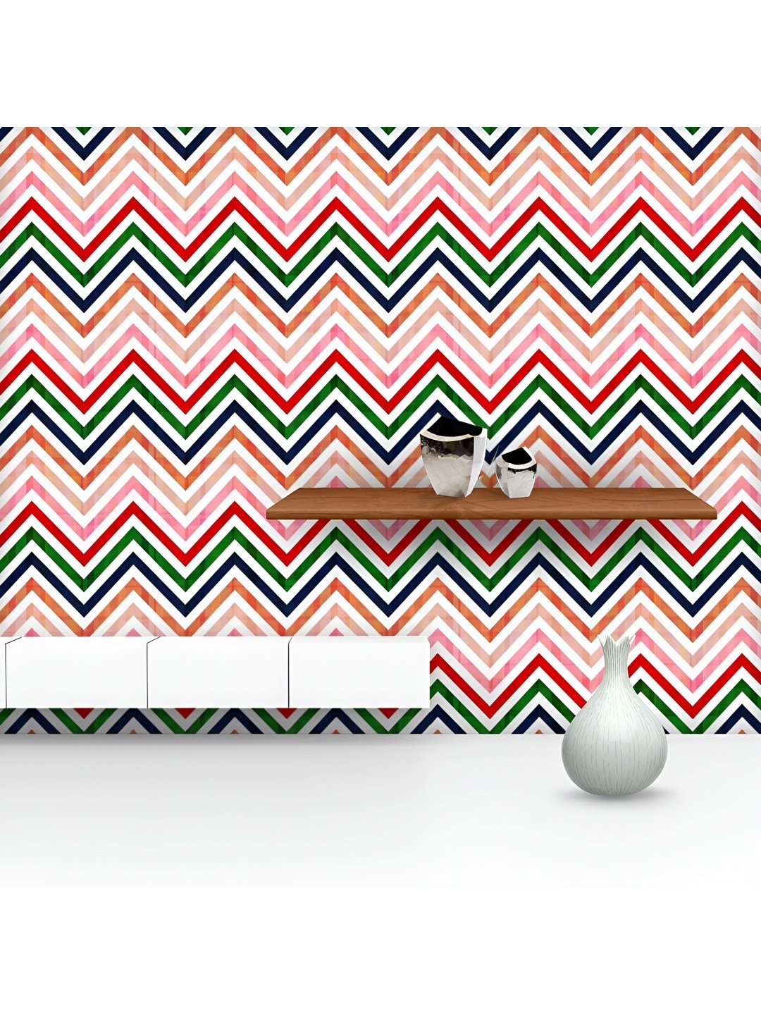 

ArtzFolio Printed UV-Resistant Anti-Bacterial Chevron Peel & Stick Wallpaper, Multi