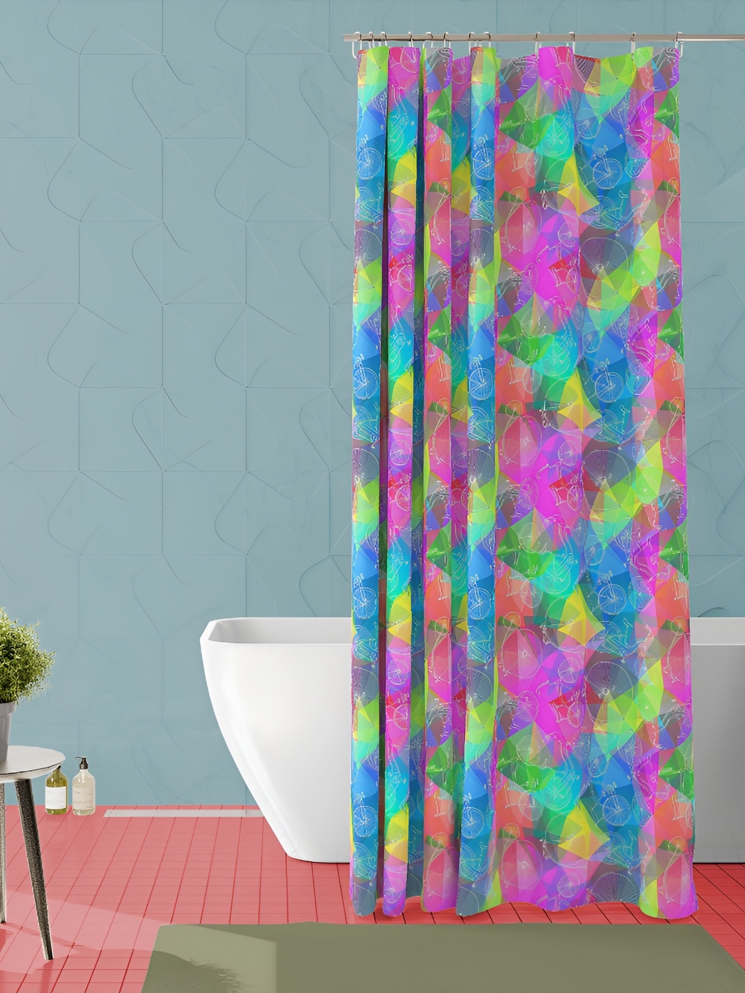 

ArtzFolio Blue & Pink Printed Waterproof Shower Curtains