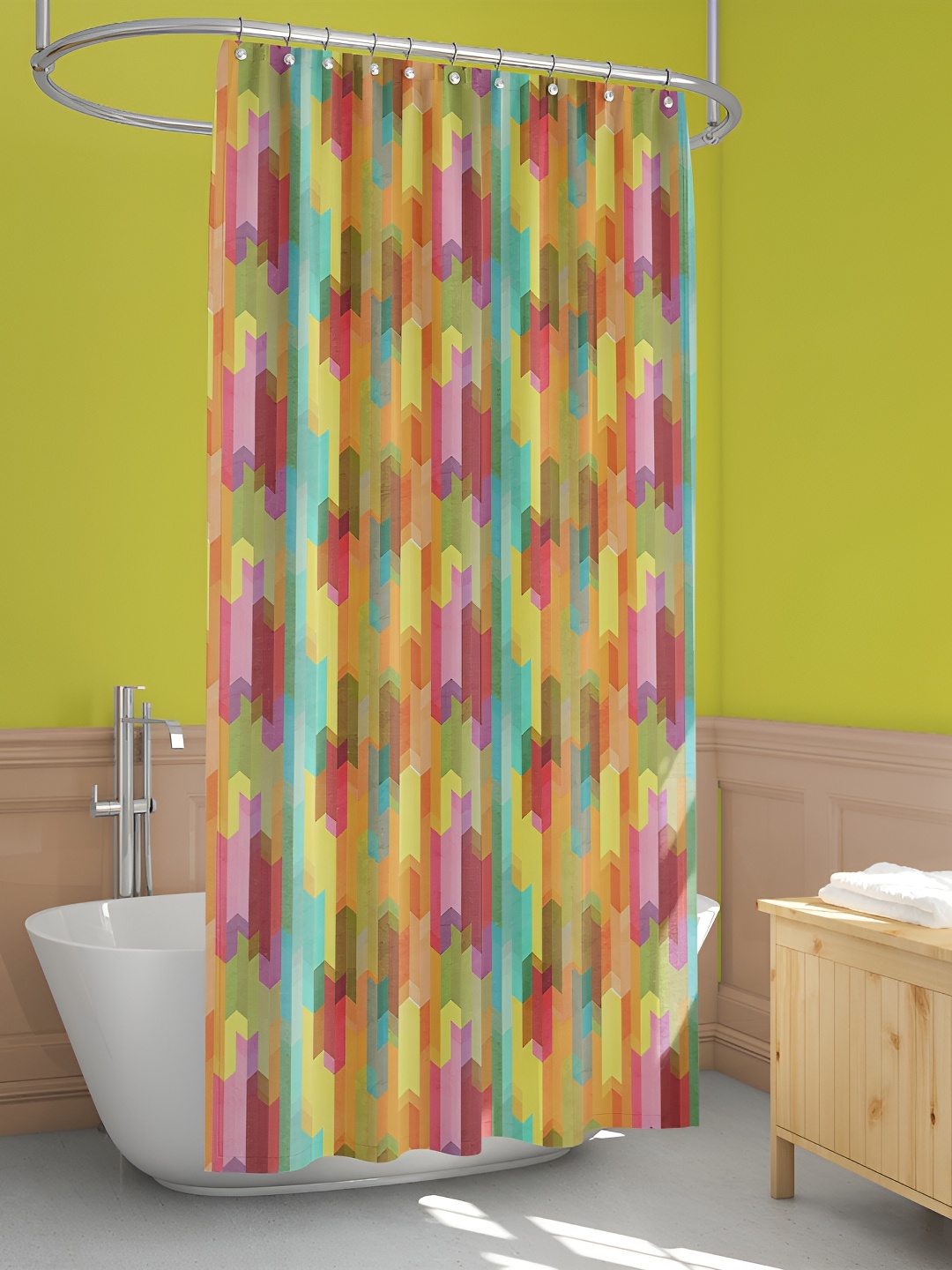 

ArtzFolio Pink & Yellow Printed Waterproof Shower Curtains