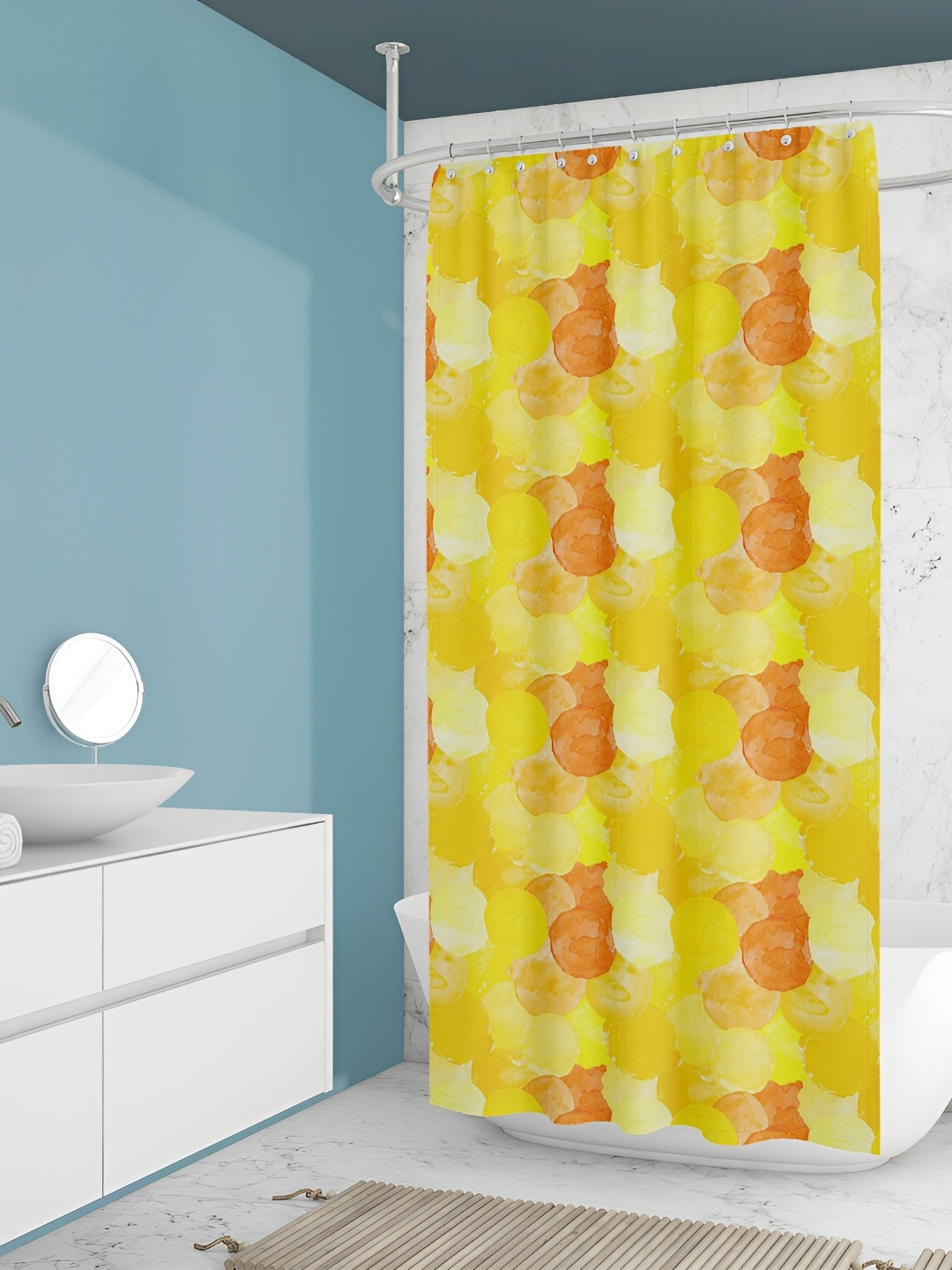 

ArtzFolio Yellow & Orange-Colored Printed Waterproof Shower Curtainn