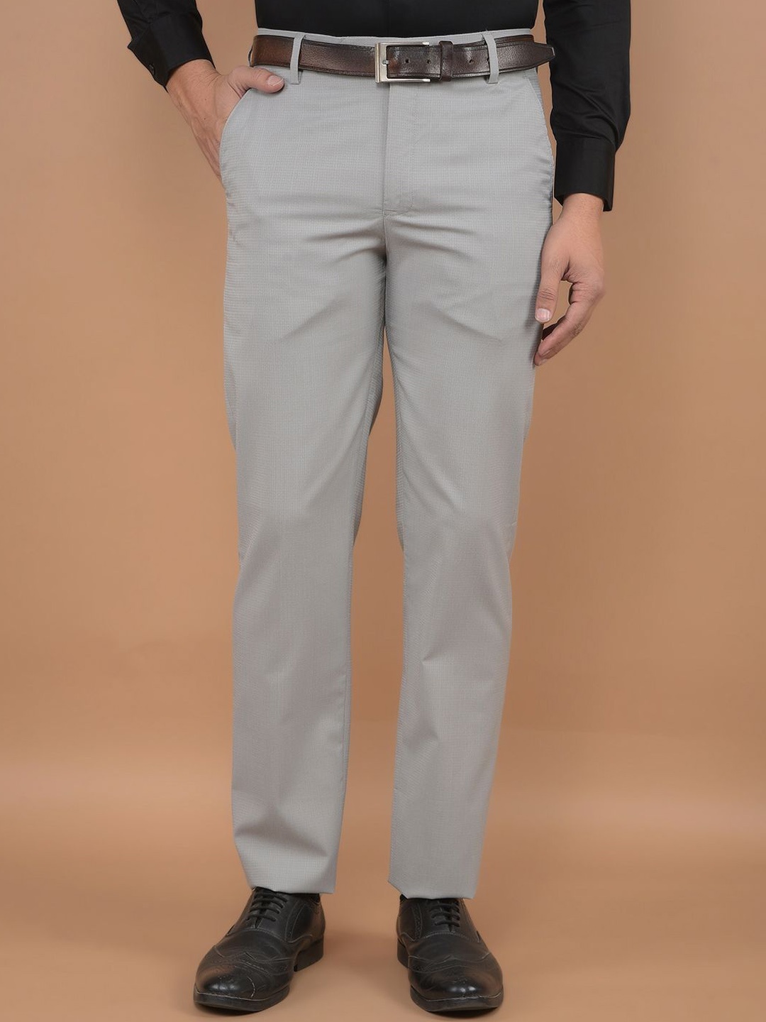 

Canary London Men Smart Slim Fit Formal Trousers, Grey