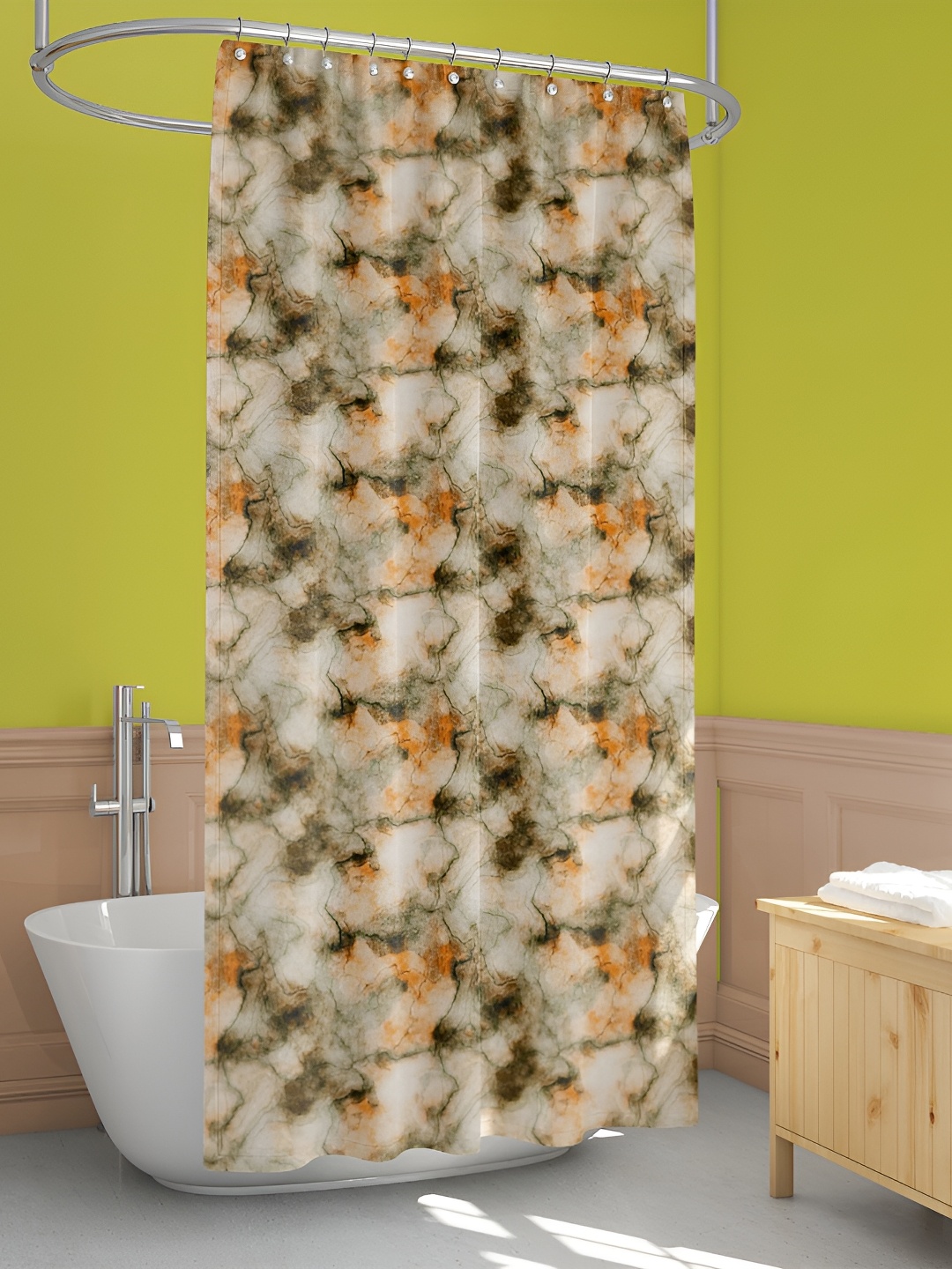 

ArtzFolio White & Green Abstract Printed Waterproof Shower Curtain