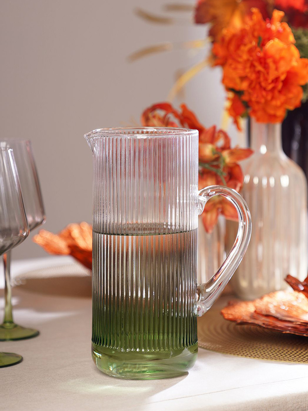 

Pure Home and Living Grey & Green Textured Glass Water Jugs