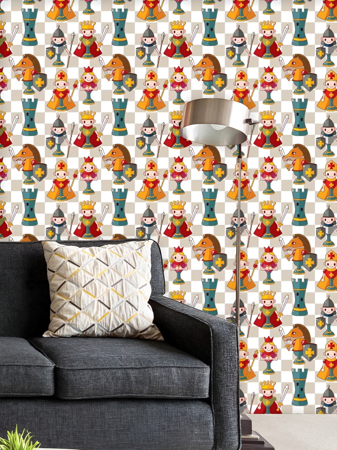 

ArtzFolio Printed UV-Resistant Anti-Bacterial Cartoon Chess Peel & Stick Wallpaper, Multi