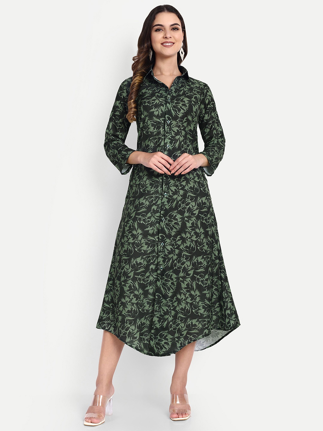 

TILISM Women Floral Printed A - Line Dress, Black