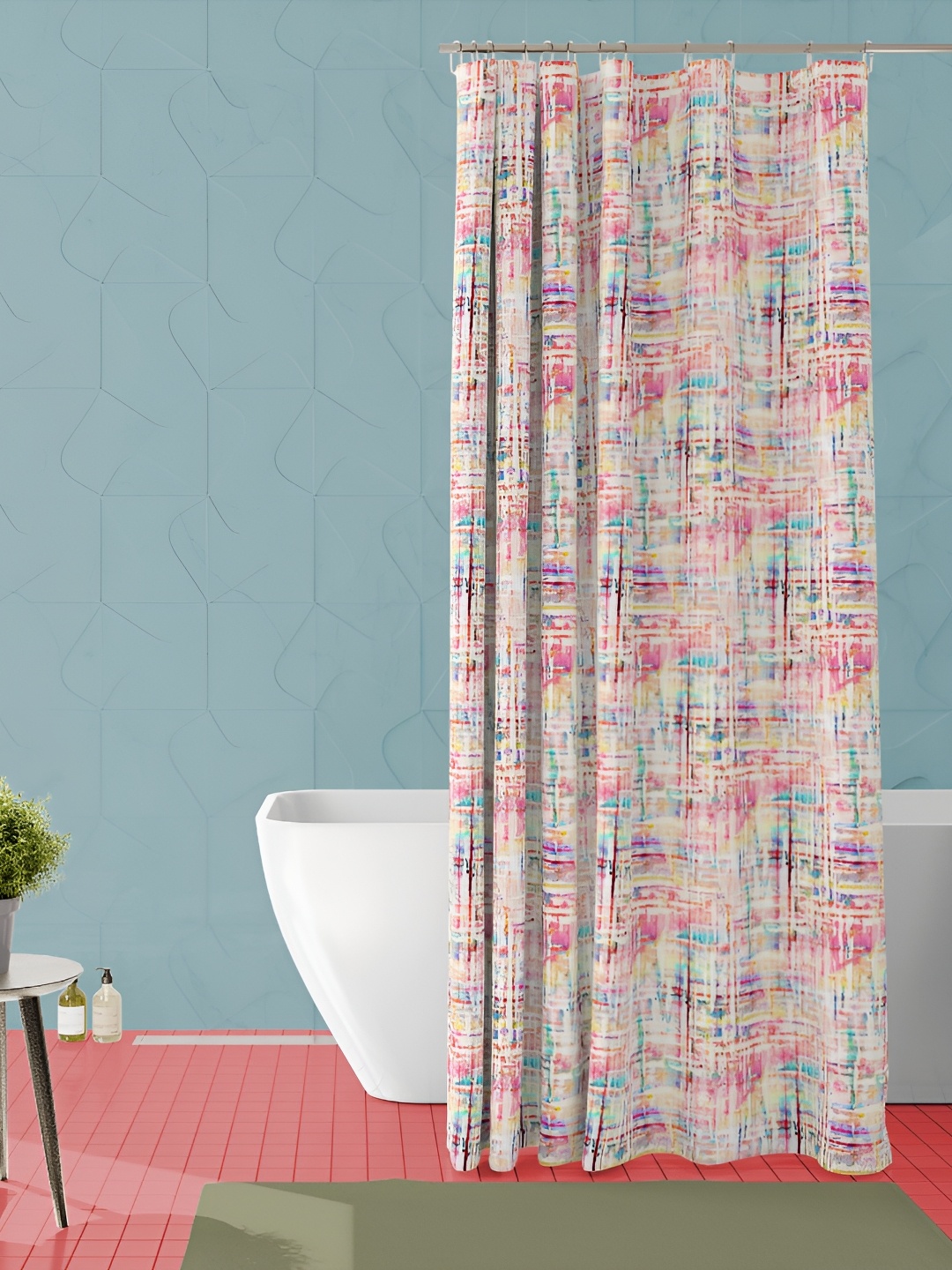 

ArtzFolio Pink & Blue Abstract Printed Water Proof Shower Curtain