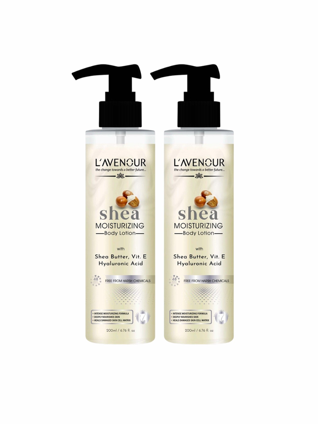 

L'AVENOUR Set Of 2 Shea Moisturizing Body Lotion With Shea Butter & Vitamin E-200 ml Each, White