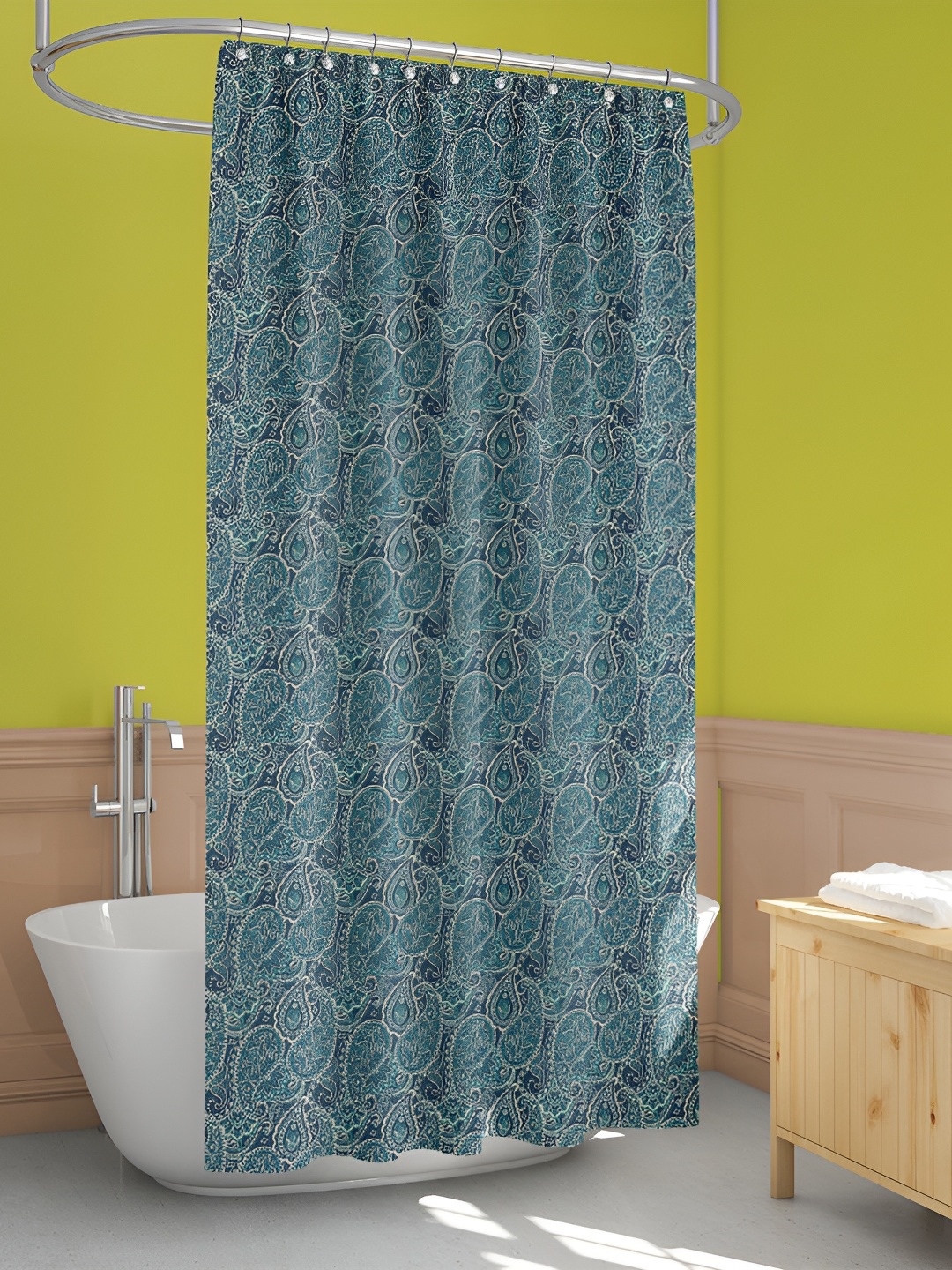 

ArtzFolio Teal & Blue Printed Waterproof Shower Curtains