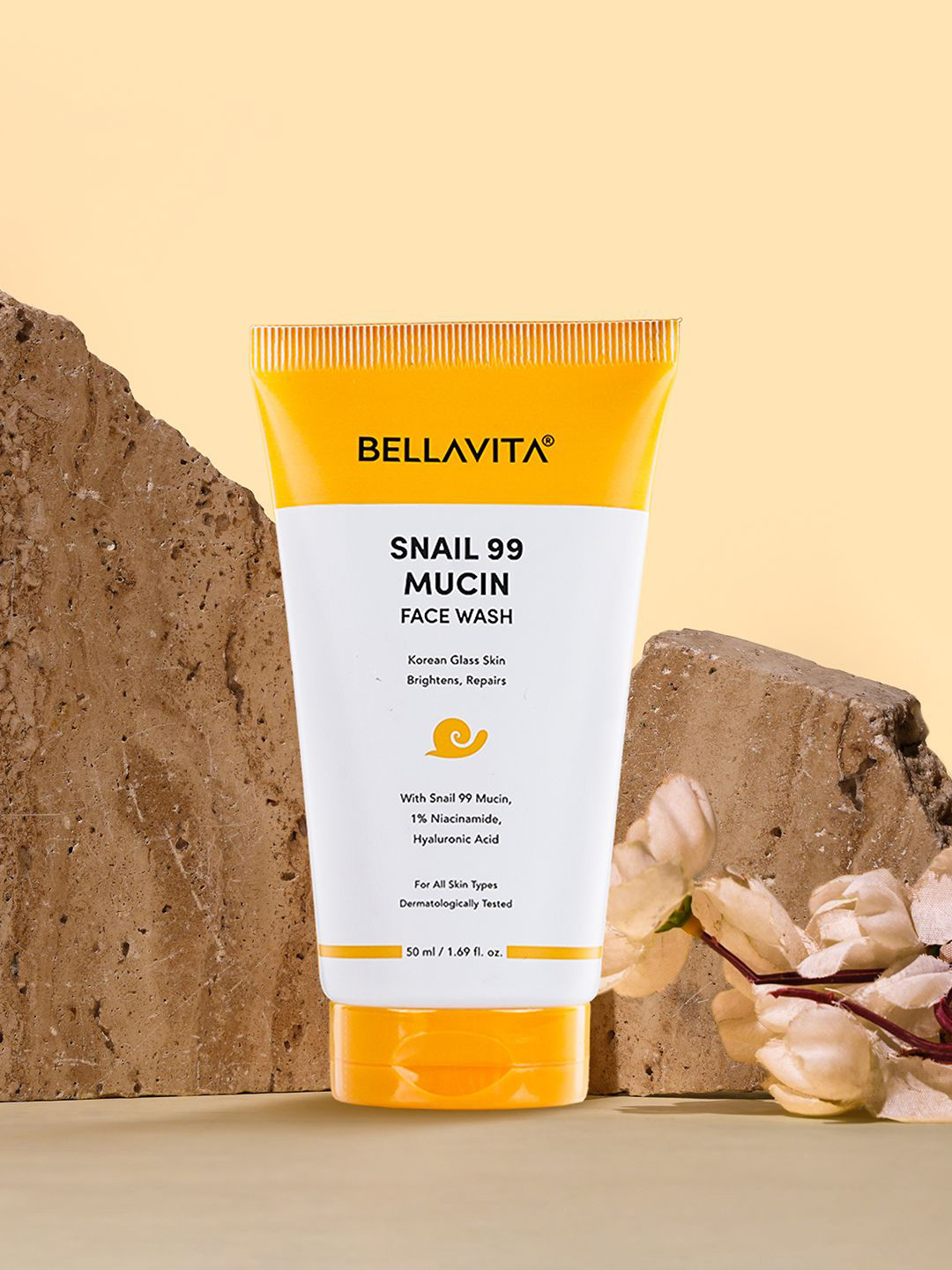 

Bella Vita Organic Snail 99 Mucin Face Wash with Niacinamide for Korean Glass Skin - 50 ml, Yellow