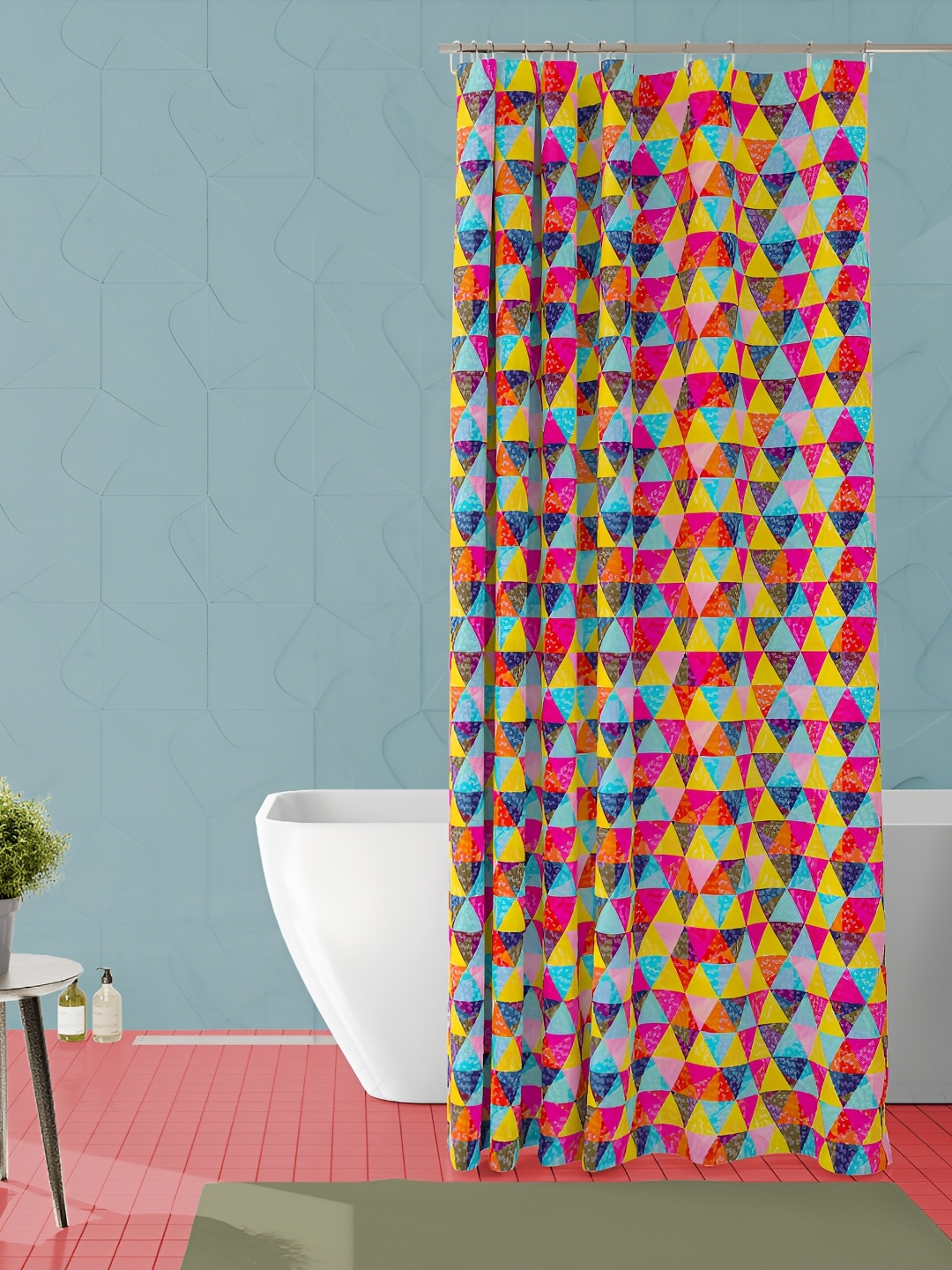 

ArtzFolio Pink & Blue Geometric Printed Waterproof Shower Curtain