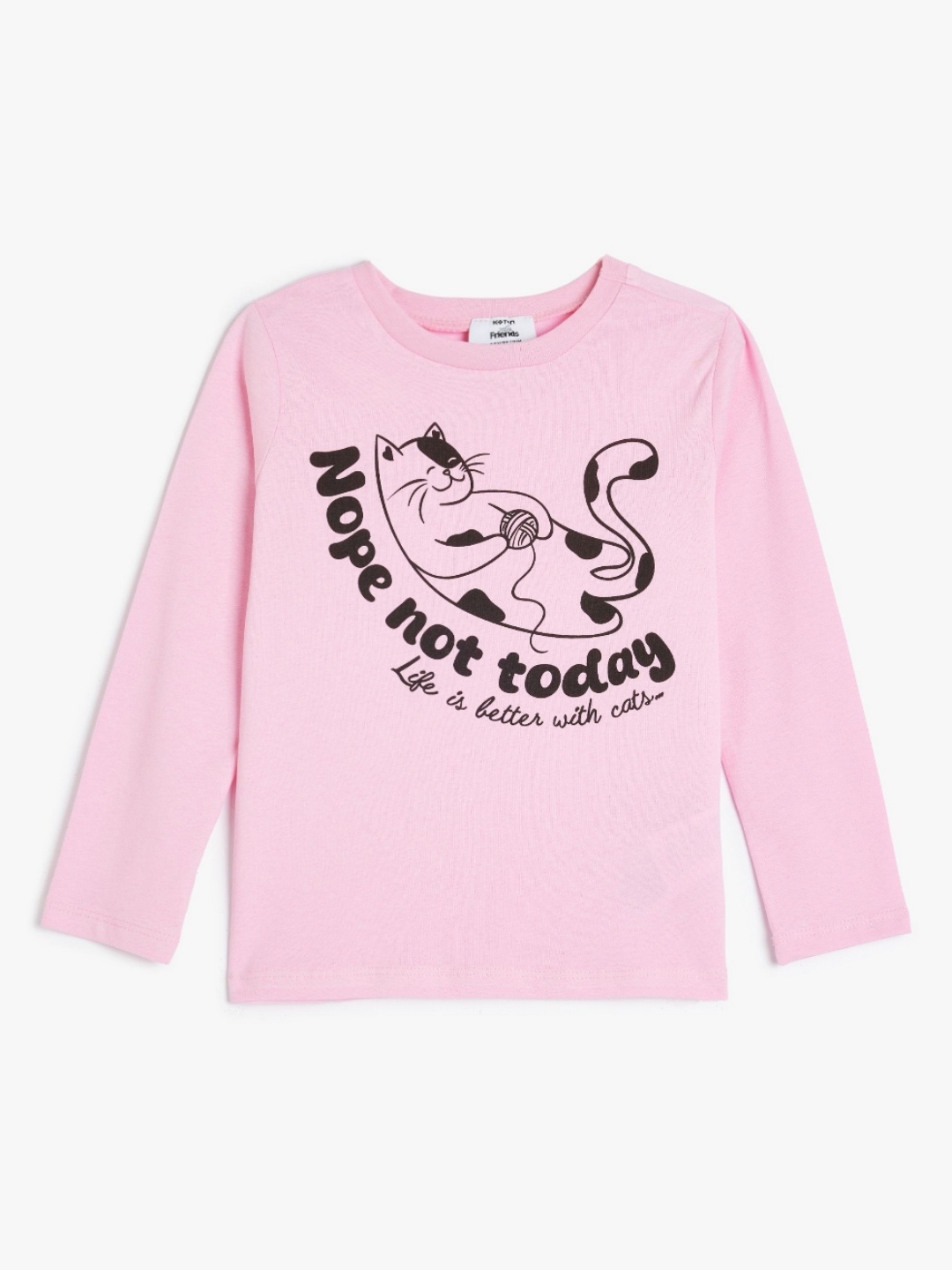 

Koton Girls Graphic Printed Round Neck Cotton T-shirt, Pink
