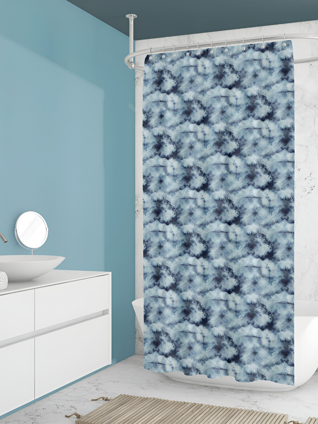 

ArtzFolio White & Grey Printed Waterproof Shower Curtain
