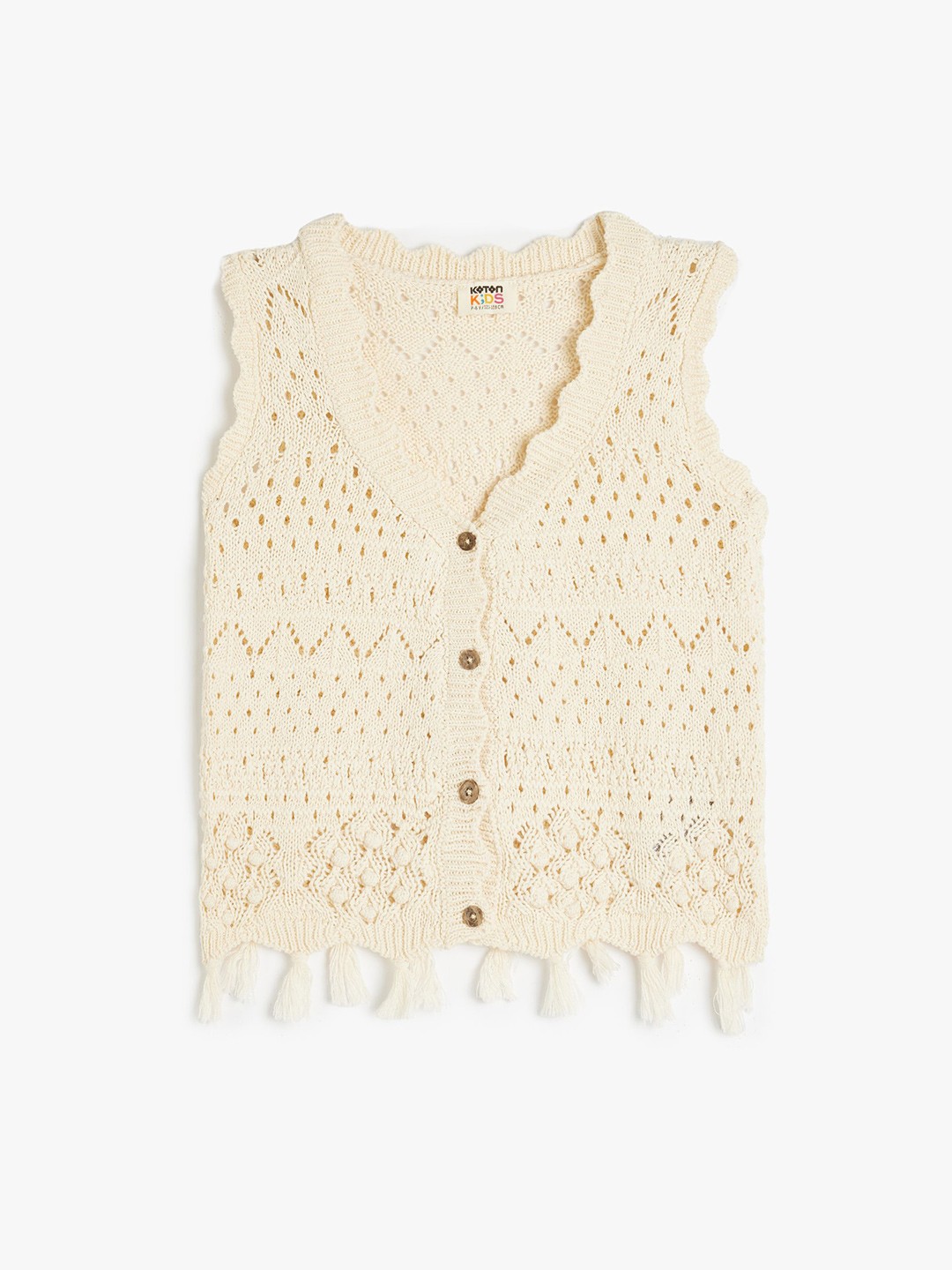 

Koton Girls Self Design Cardigan, Beige