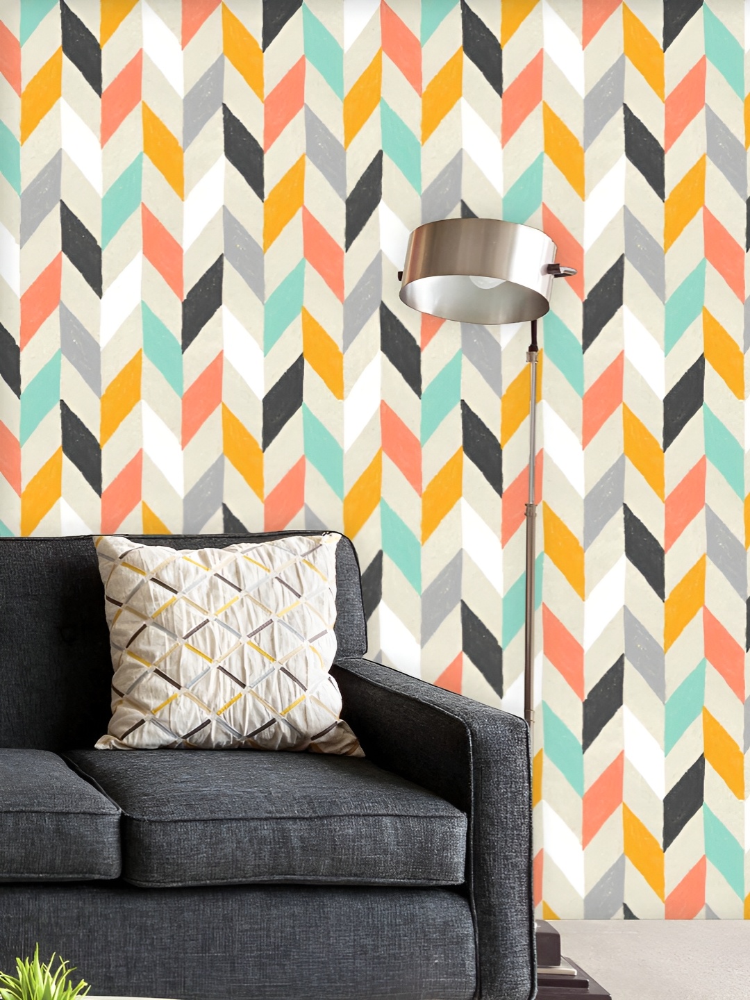 

ArtzFolio Printed UV-Resistant Anti-Bacterial Colorful Zig Zag Peel & Stick Wallpaper, Multi