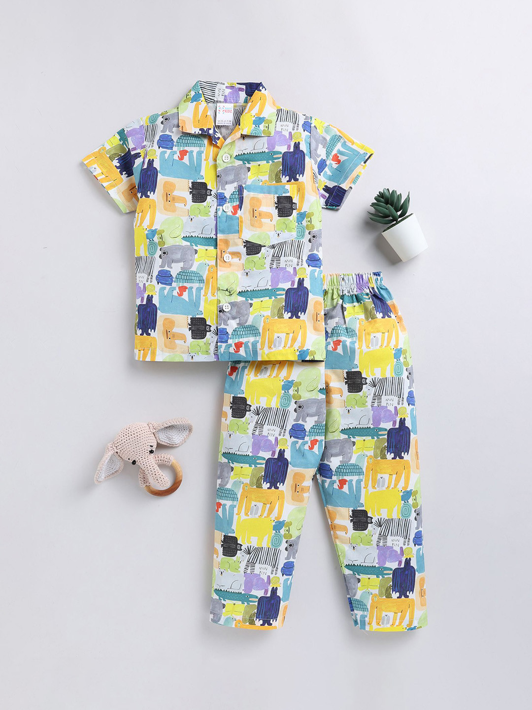 

NAUTI KIDZ Boys Cartoon Characters Printed Pure Cotton Night suit, White