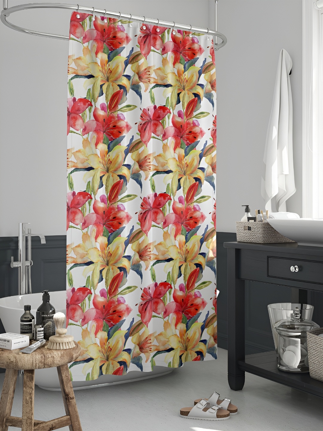 

ArtzFolio White & Red Printed Shower Curtains