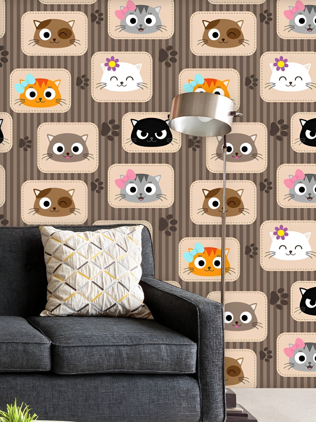 

ArtzFolio Printed UV-Resistant Anti-Bacterial Cute Cats Peel & Stick Wallpaper, Multi