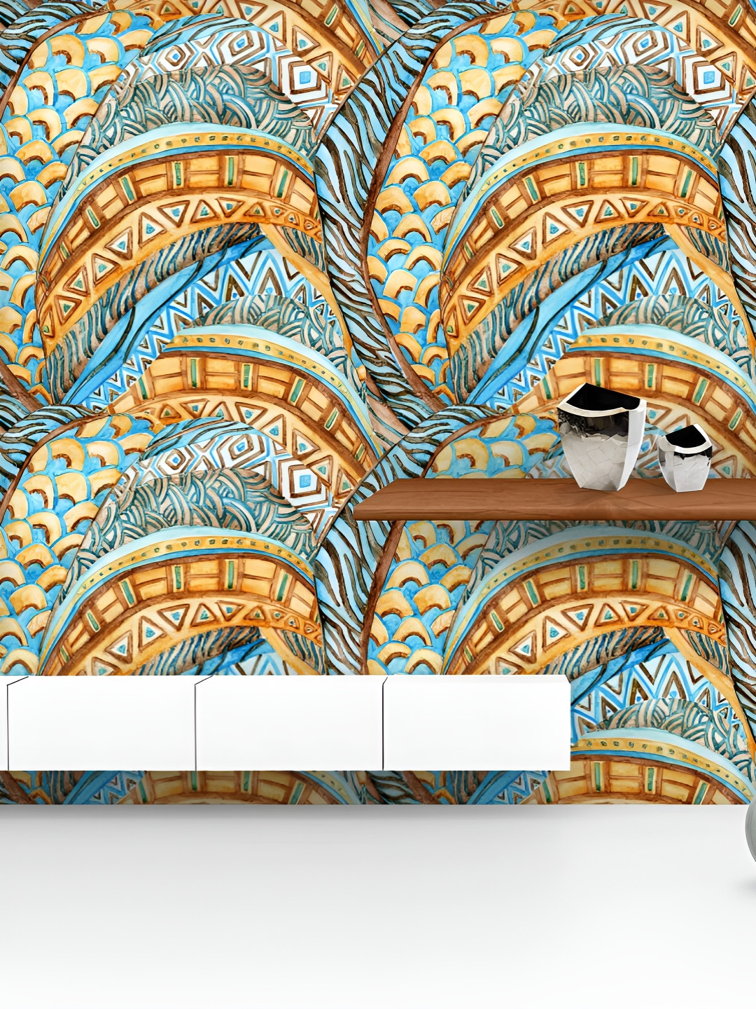 

ArtzFolio Printed UV-Resistant Anti-Bacterial Ethnic African Pattern Peel & Stick Wallpaper, Multi