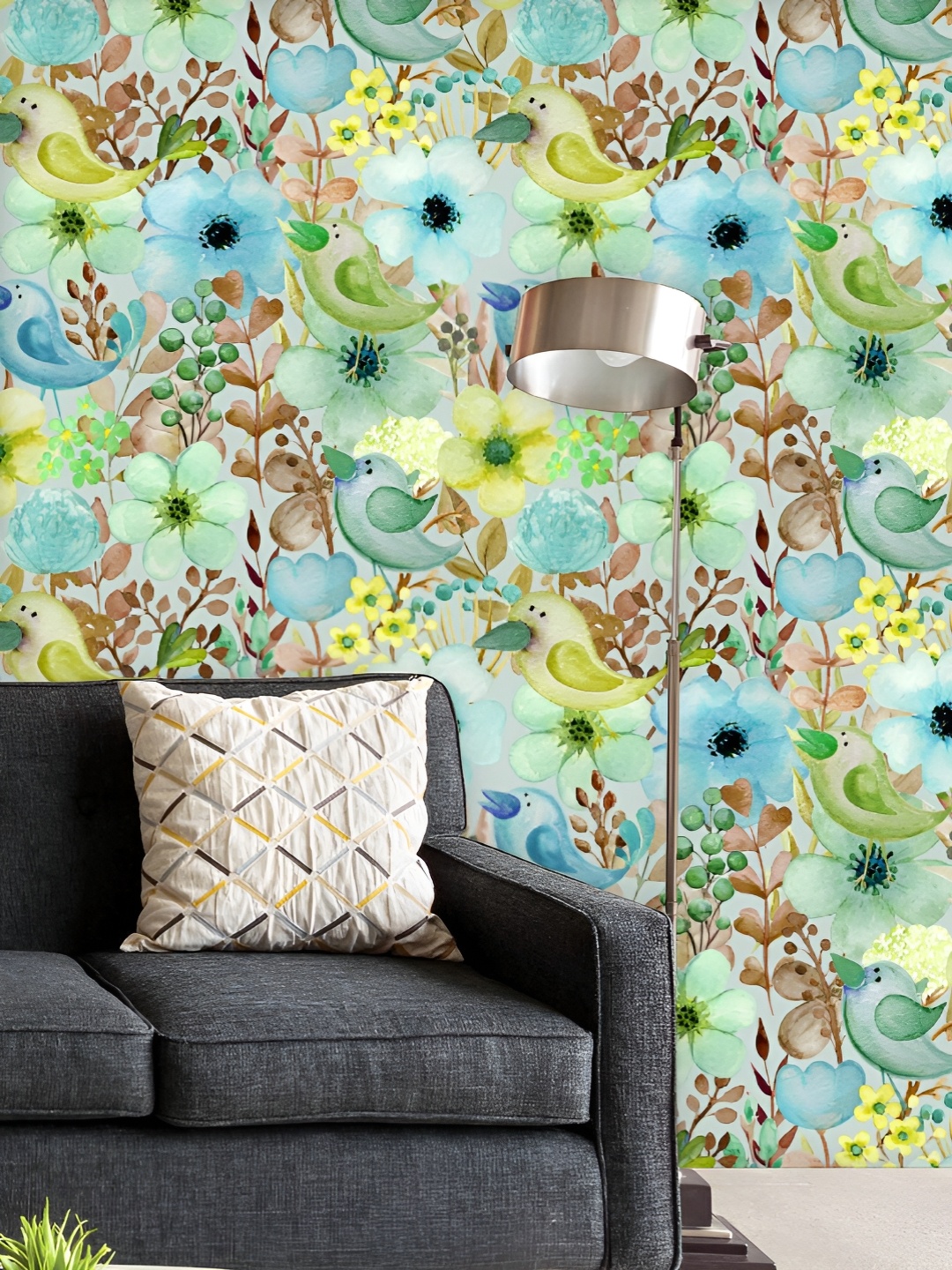 

ArtzFolio Printed UV-Resistant Anti-Bacterial Birds Flowers Peel & Stick Wallpaper, Multi