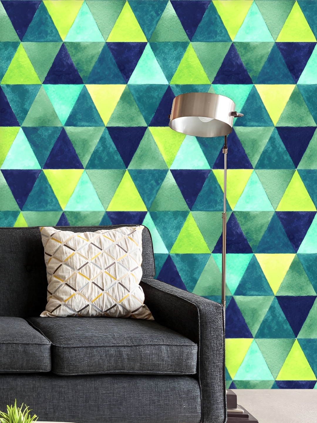 

ArtzFolio Printed UV-Resistant Anti-Bacterial Watercolor Triangular Pattern Peel & Stick Wallpaper, Multi