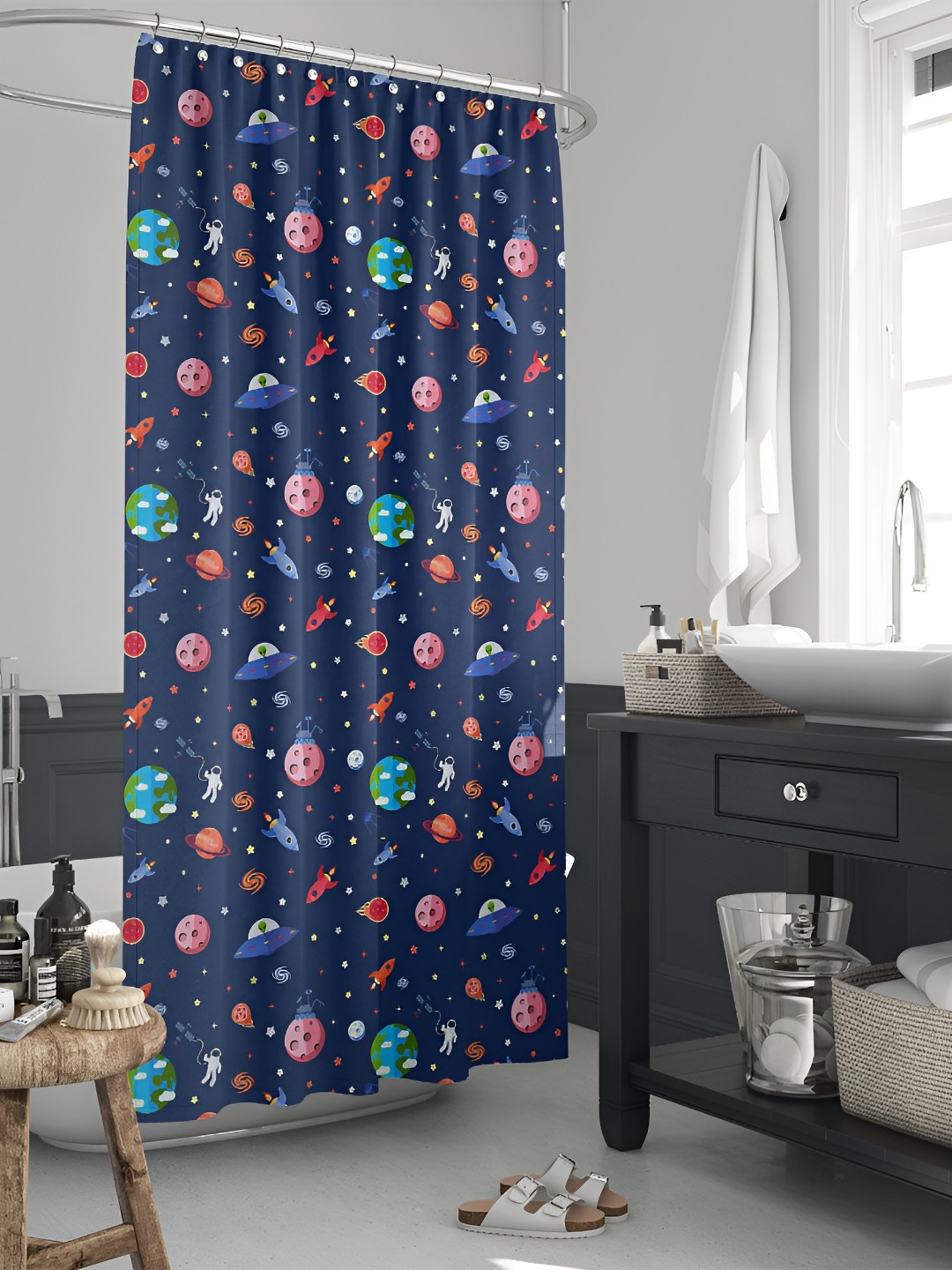 

ArtzFolio Blue & Red Printed Waterproof Shower Curtains