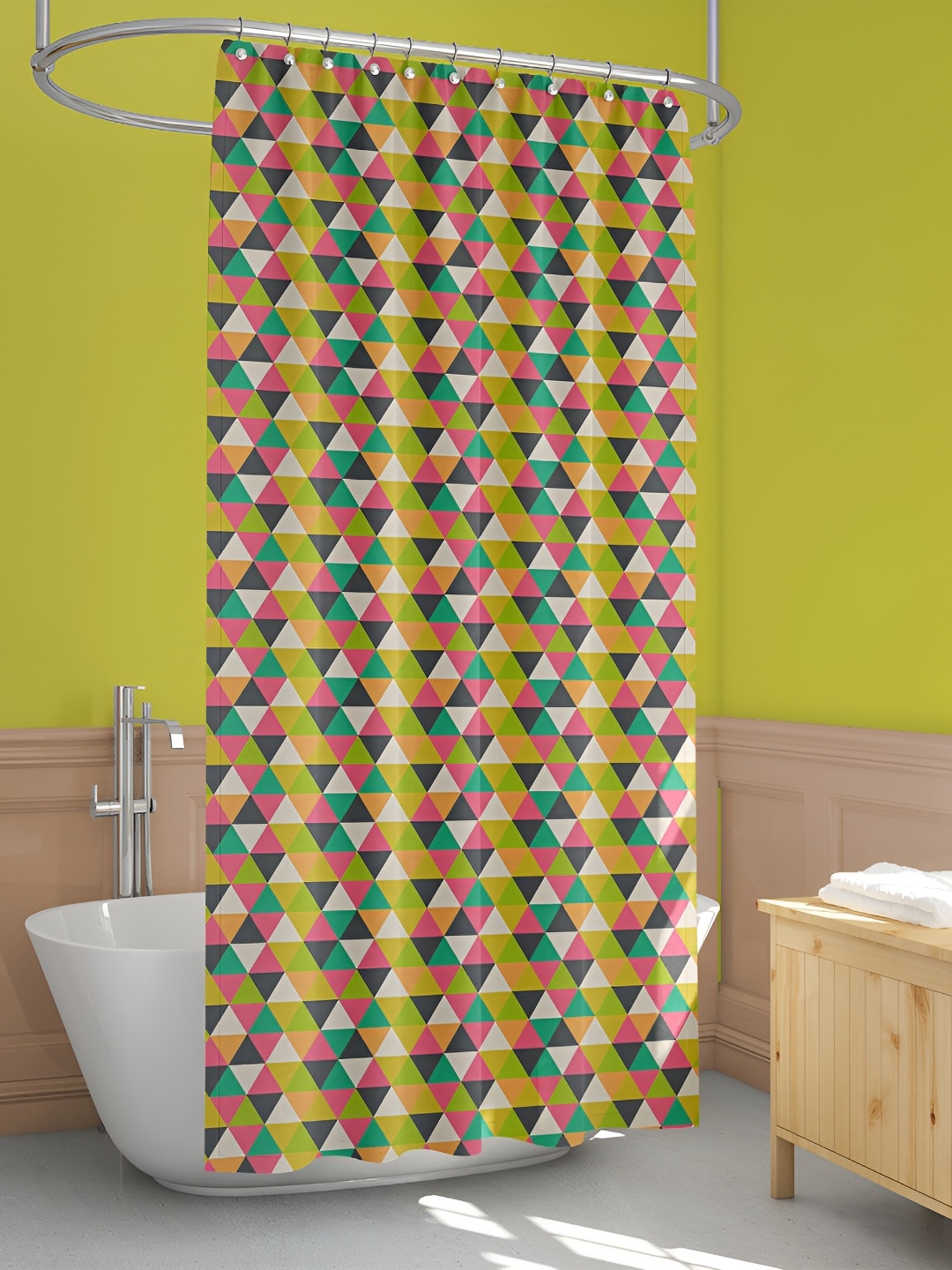 

ArtzFolio Pink & White Printed Waterproof Shower Curtains