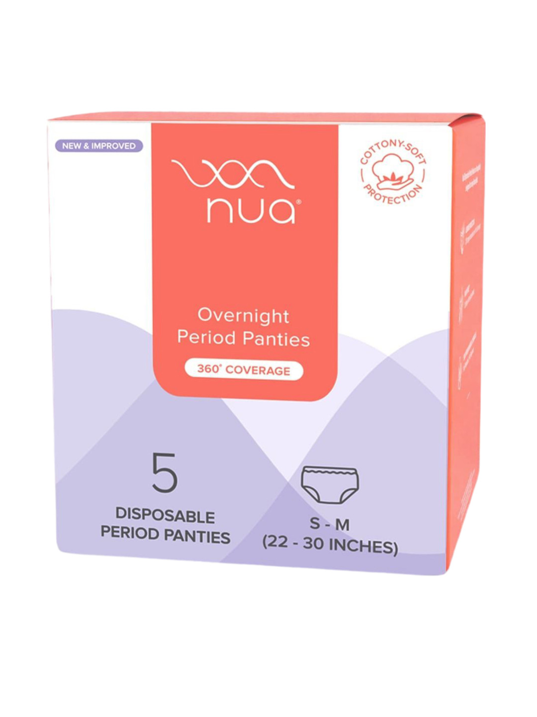 

Nua Set Of 5 Overnight Disposable Period Panties - S - M, White