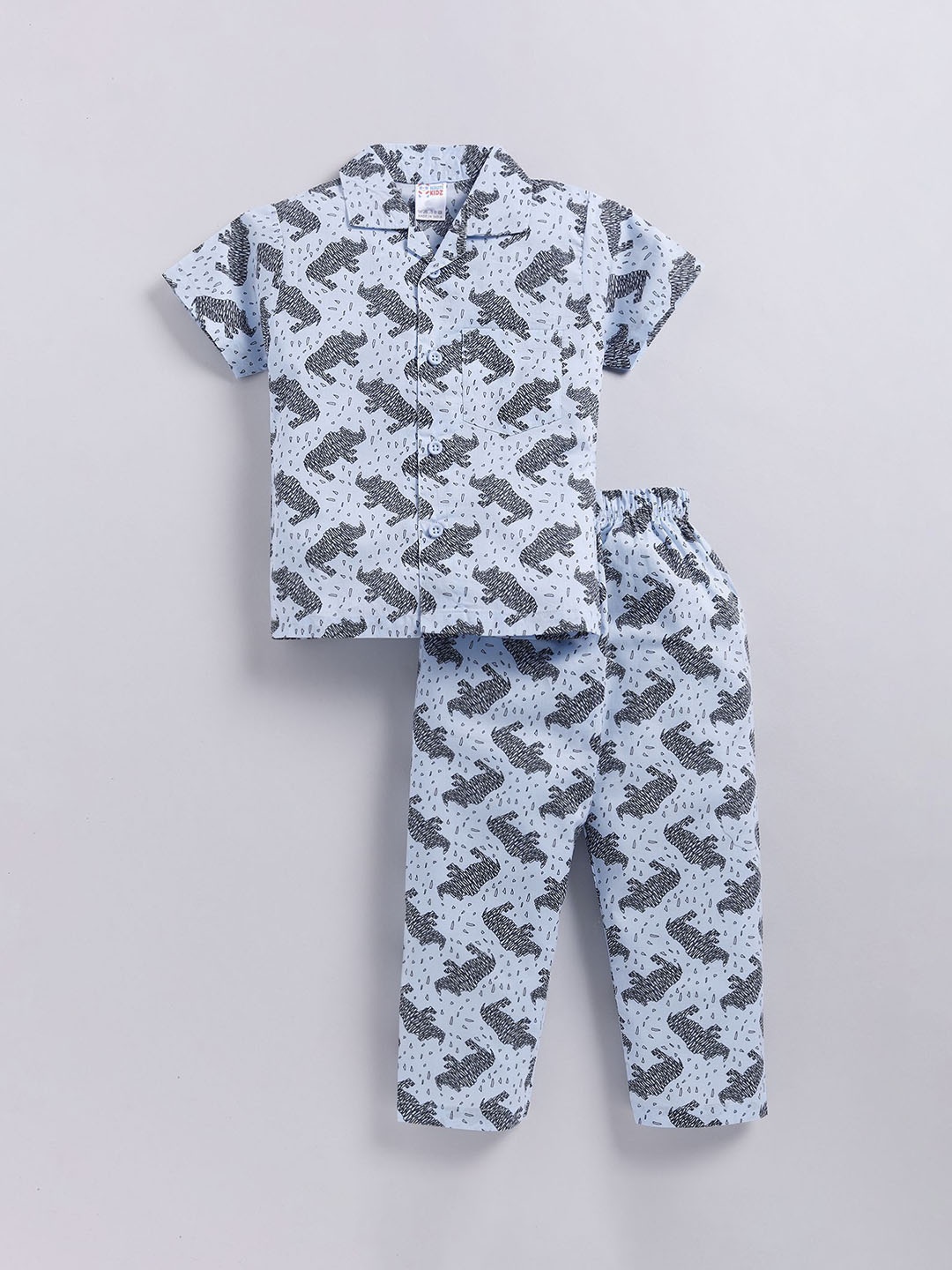 

NAUTI KIDZ Boys Printed Pure Cotton Night suit, Blue